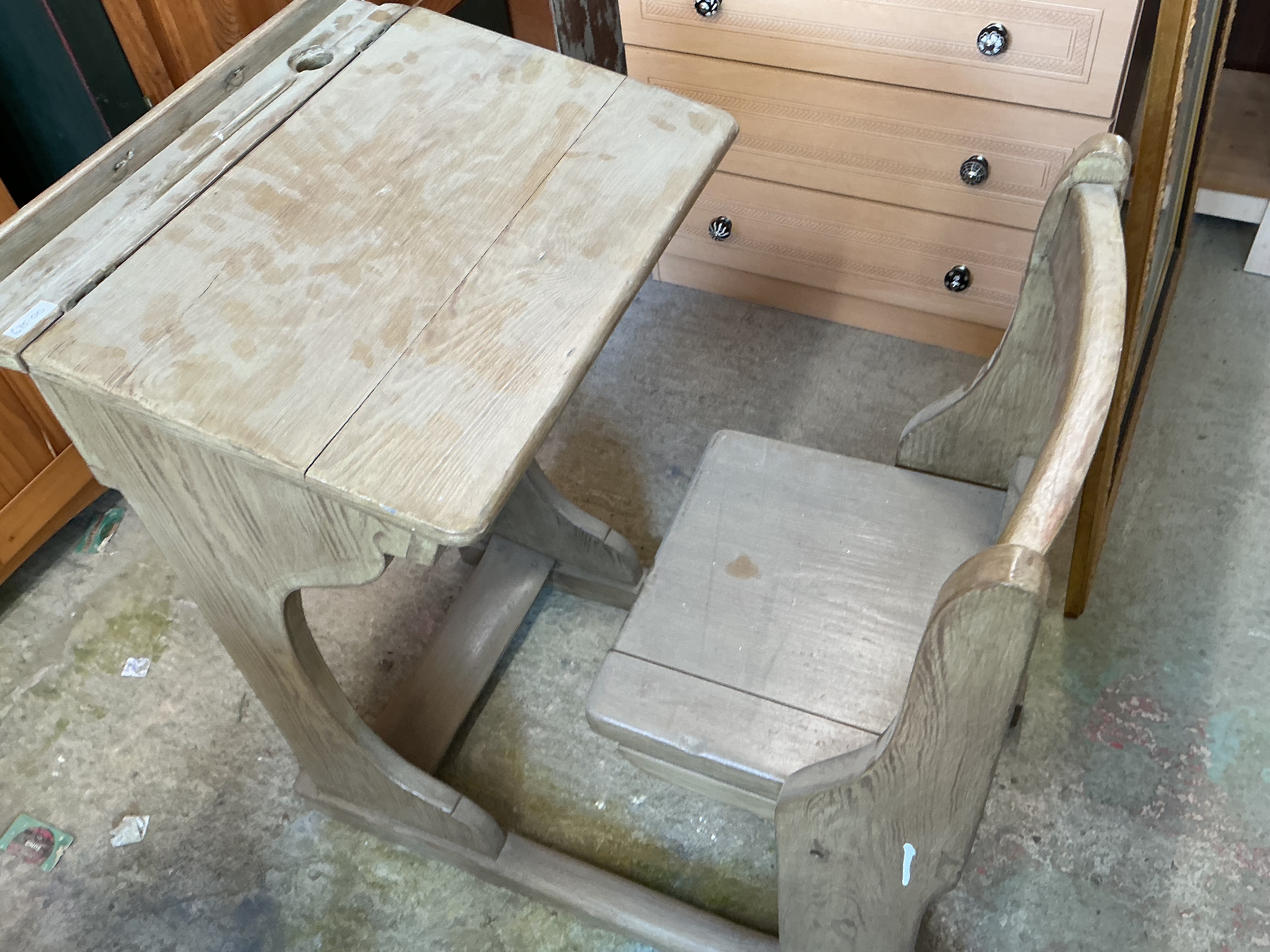 An Early 20th-Century Child's Integrated School Desk and Seat
