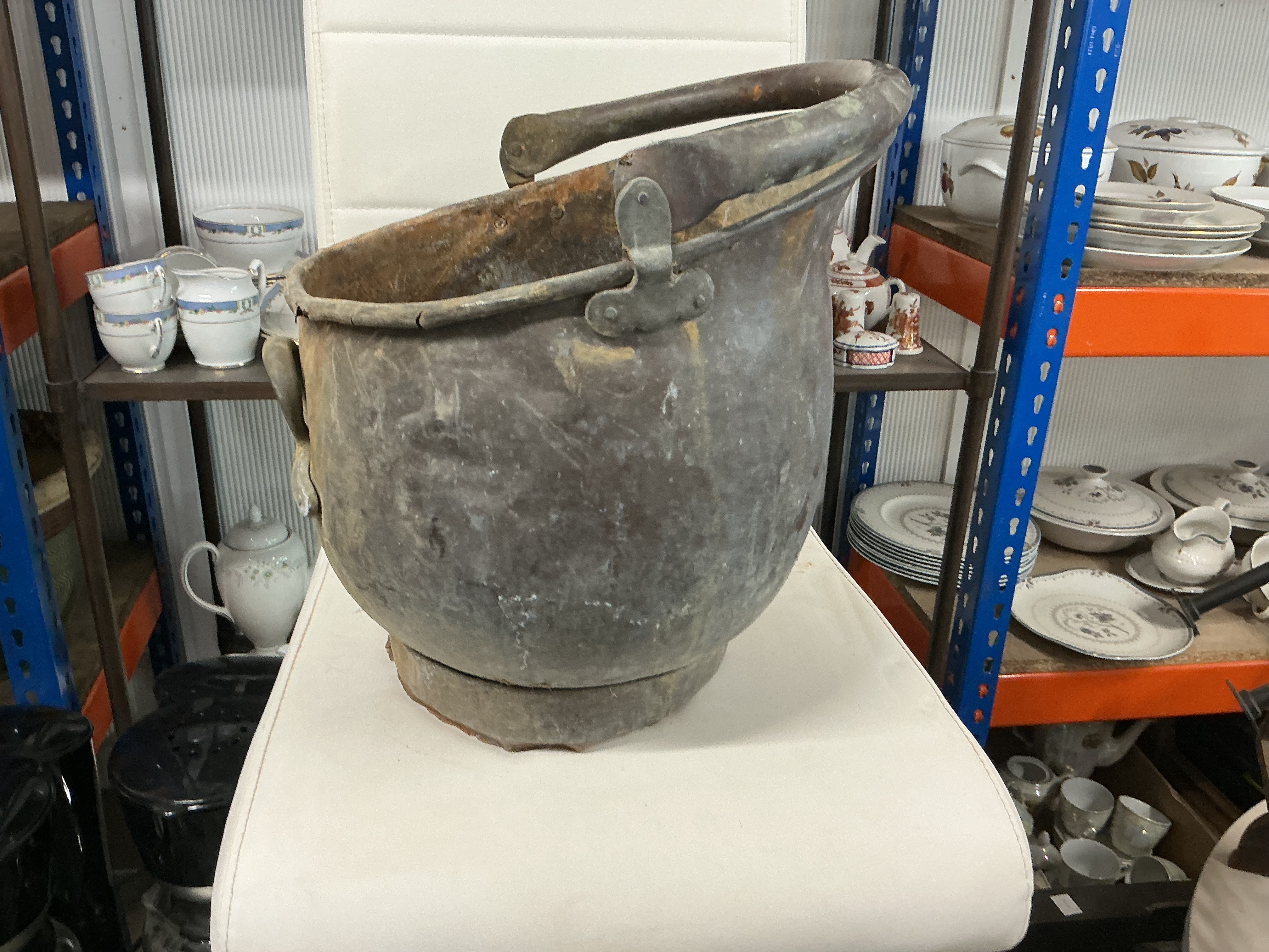 Large 19th Century English Copper Country House Coal Scuttle