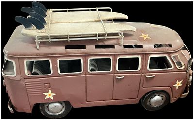 Large Decorative Metal Volkswagen Type 2 T1 Microbus Surf Van Model. A decorative scale model of 