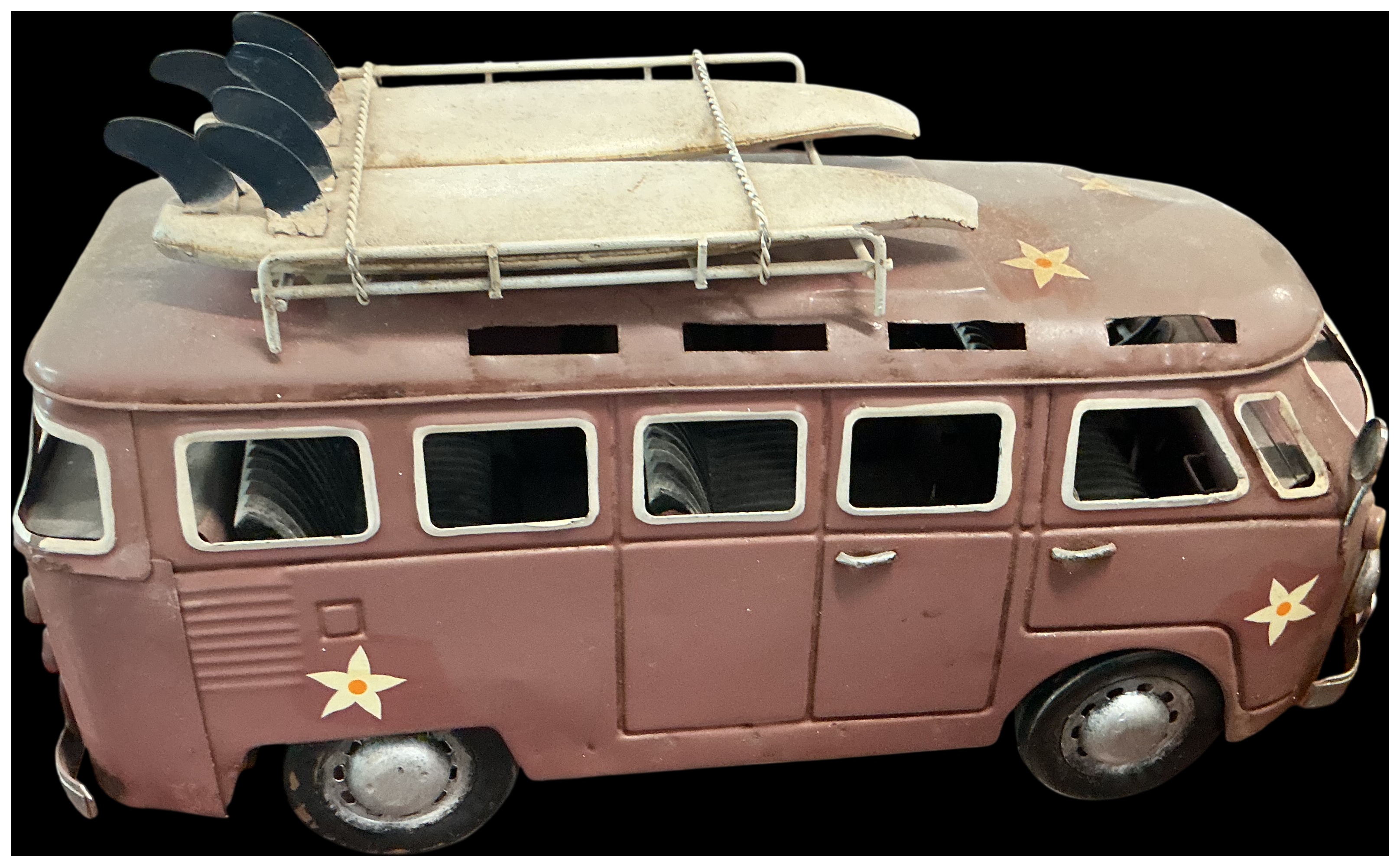 Large Decorative Metal Volkswagen Type 2 T1 Microbus Surf Van Model