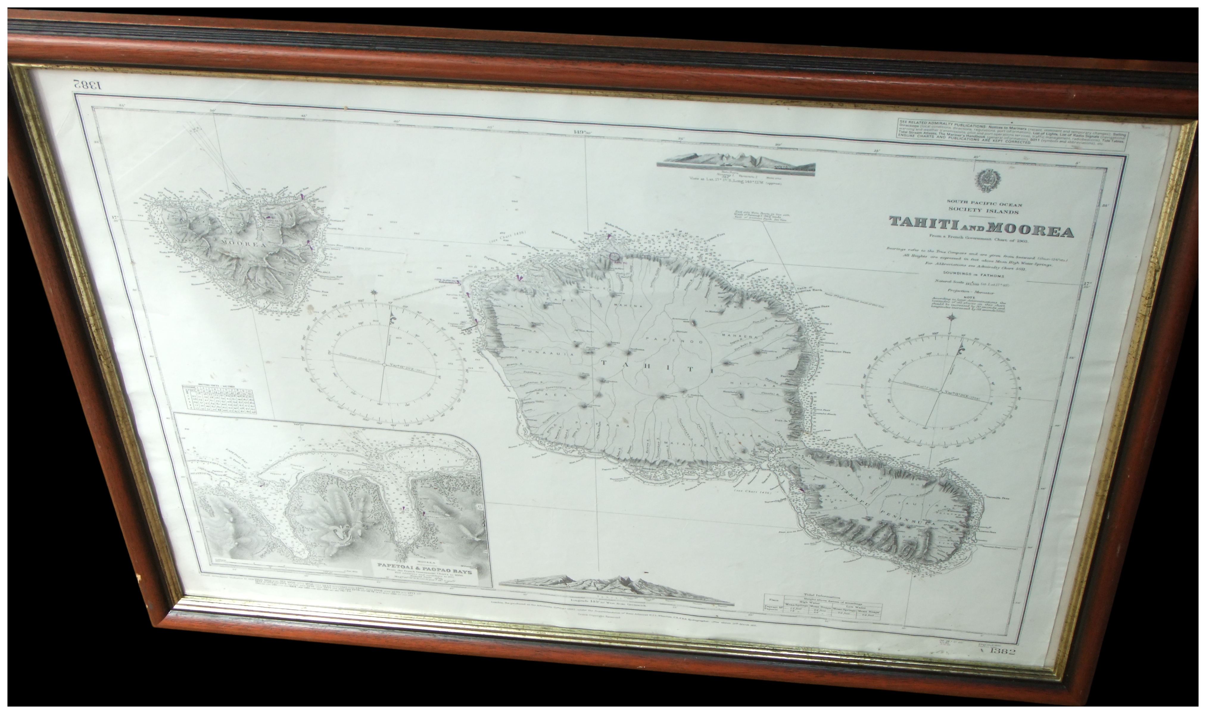 British Admiralty Chart No. 1382, Tahiti and Moorea, Society Islands. Cannot Post