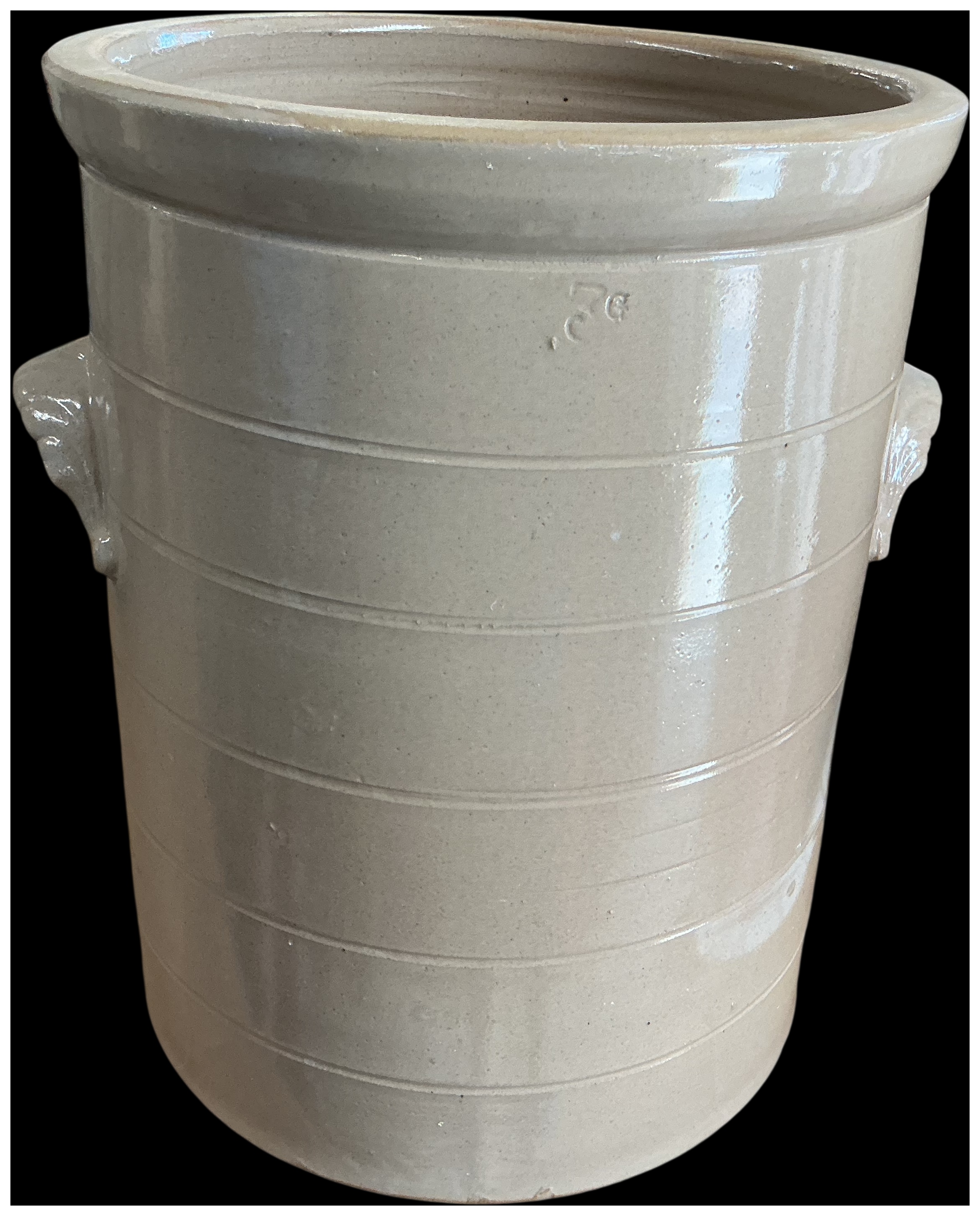 A Late 19th or Early 20th Century Bristol Glazed Three Gallon Stoneware Storage Crock