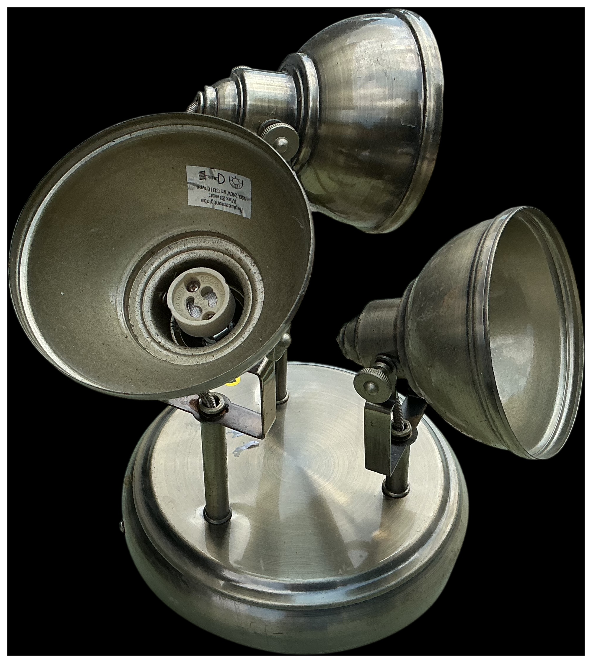 Contemporary Industrial Style Three-Light Adjustable Table Lamp in Antique Brass Finish
