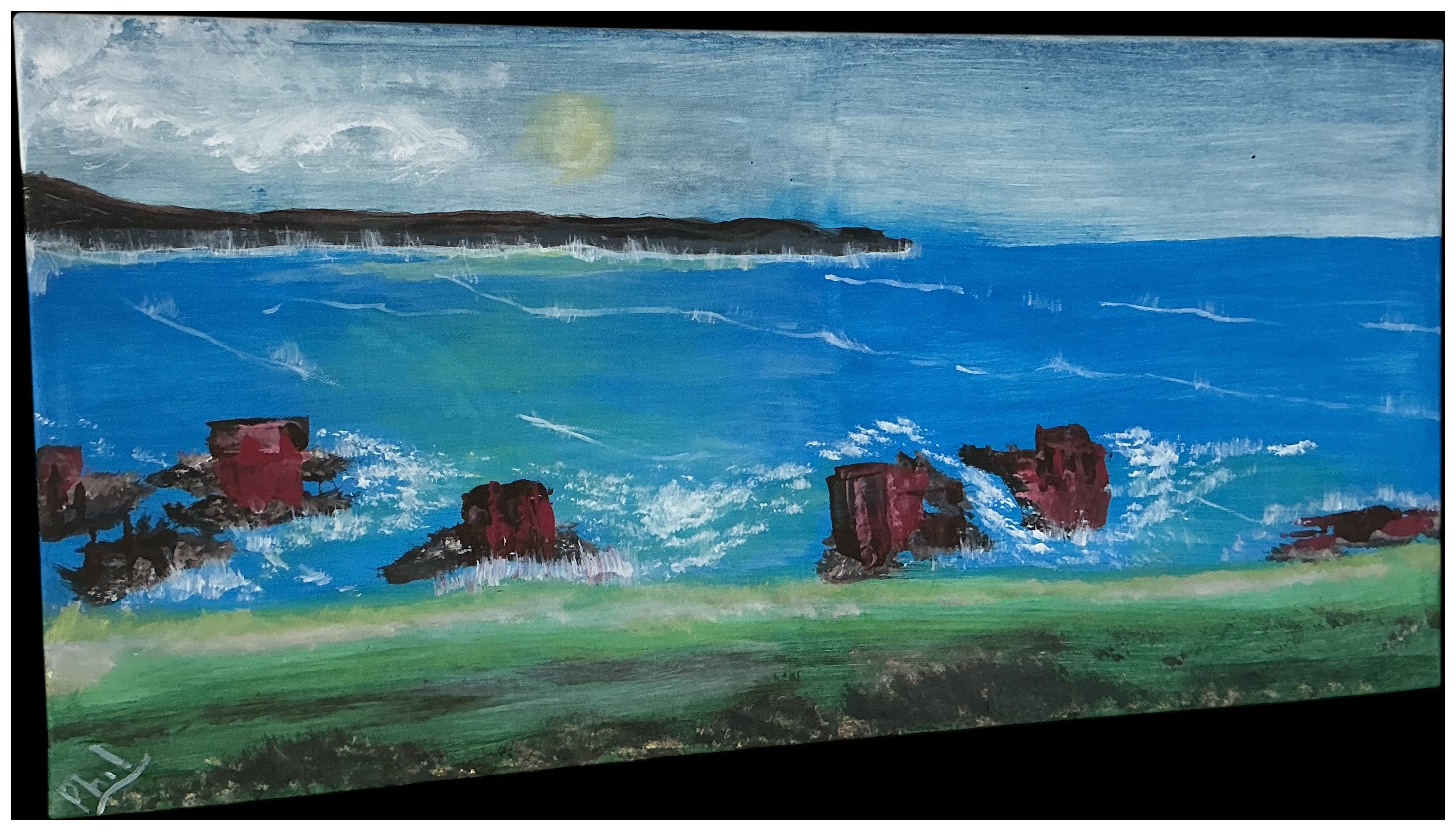 Phil! (21st Century), Coastal Landscape with Sea Stacks, Acrylic on Canvas