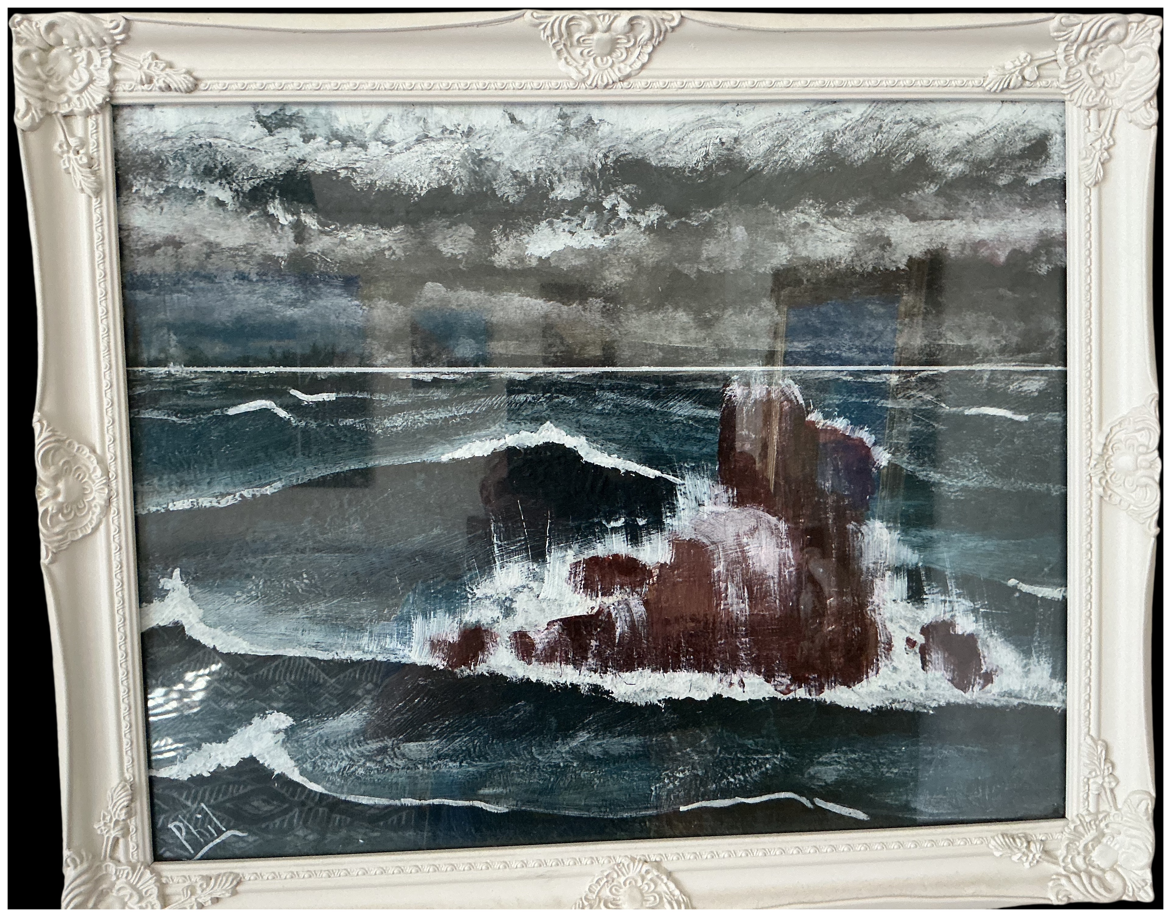 Phil (Contemporary), Dramatic Coastal Seascape with Crashing Waves