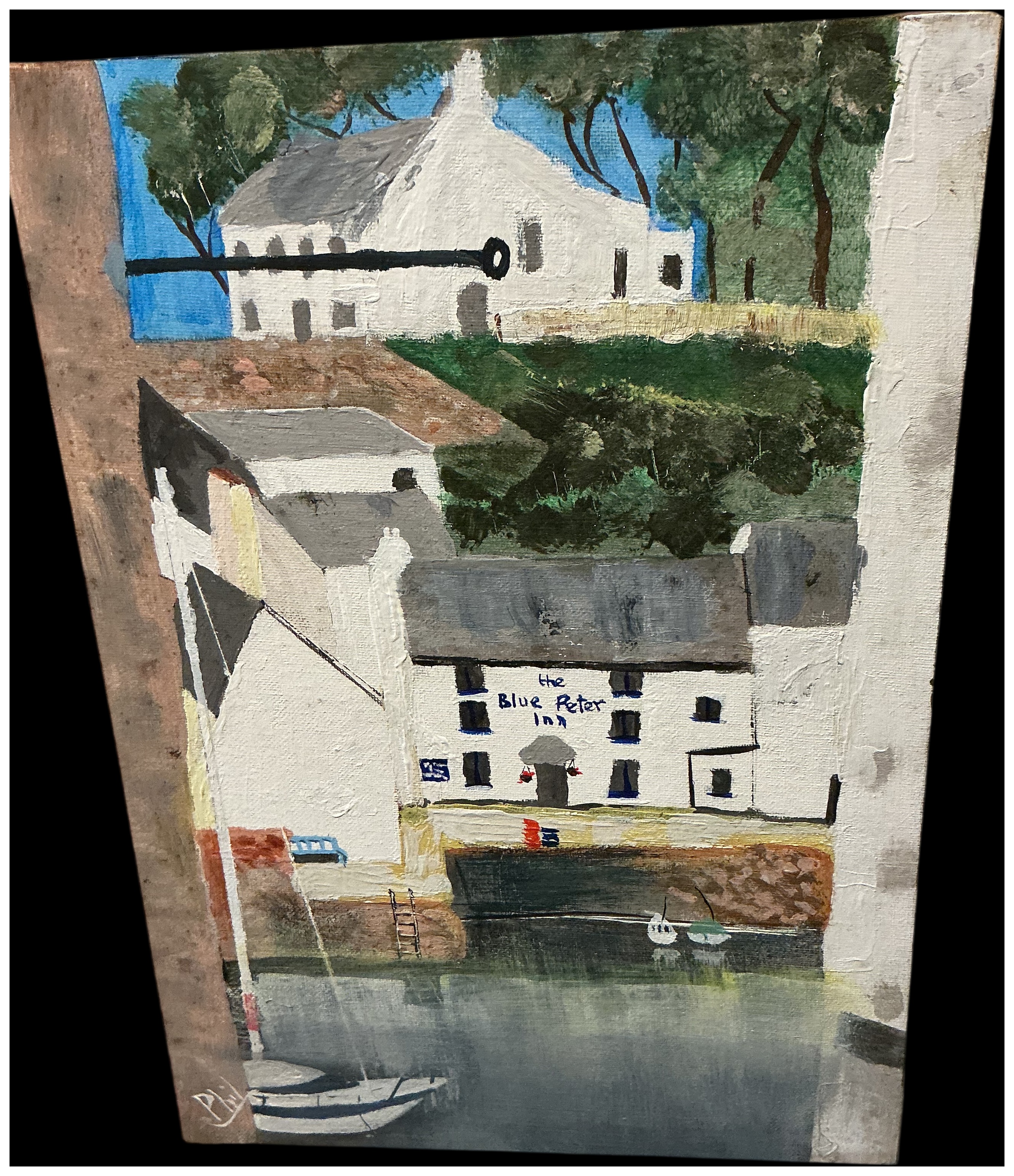 Monogrammist RJ (20th Century), View of The Blue Peter Inn, Polperro, Cornwall