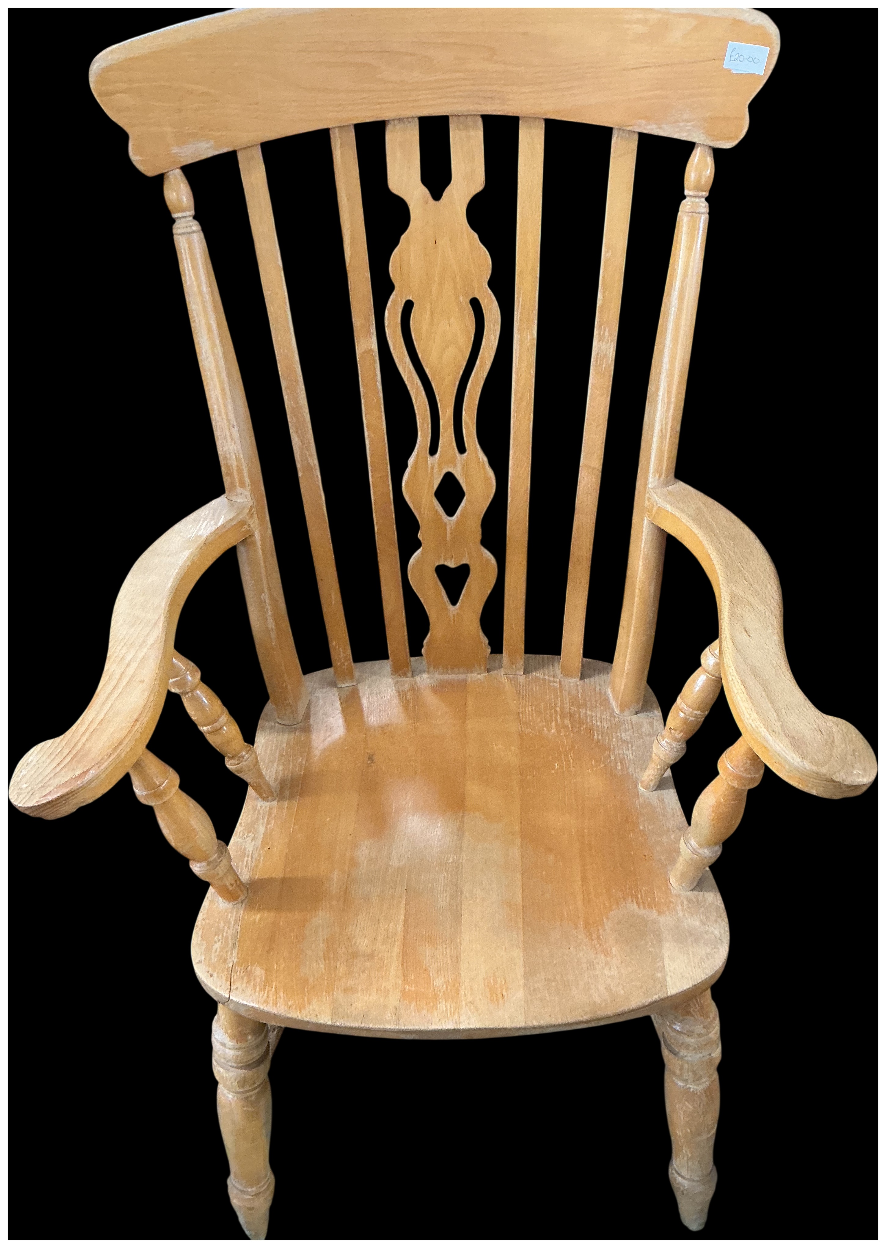 A Vintage Spindle-Back Wooden Armchair in the Captain's Style