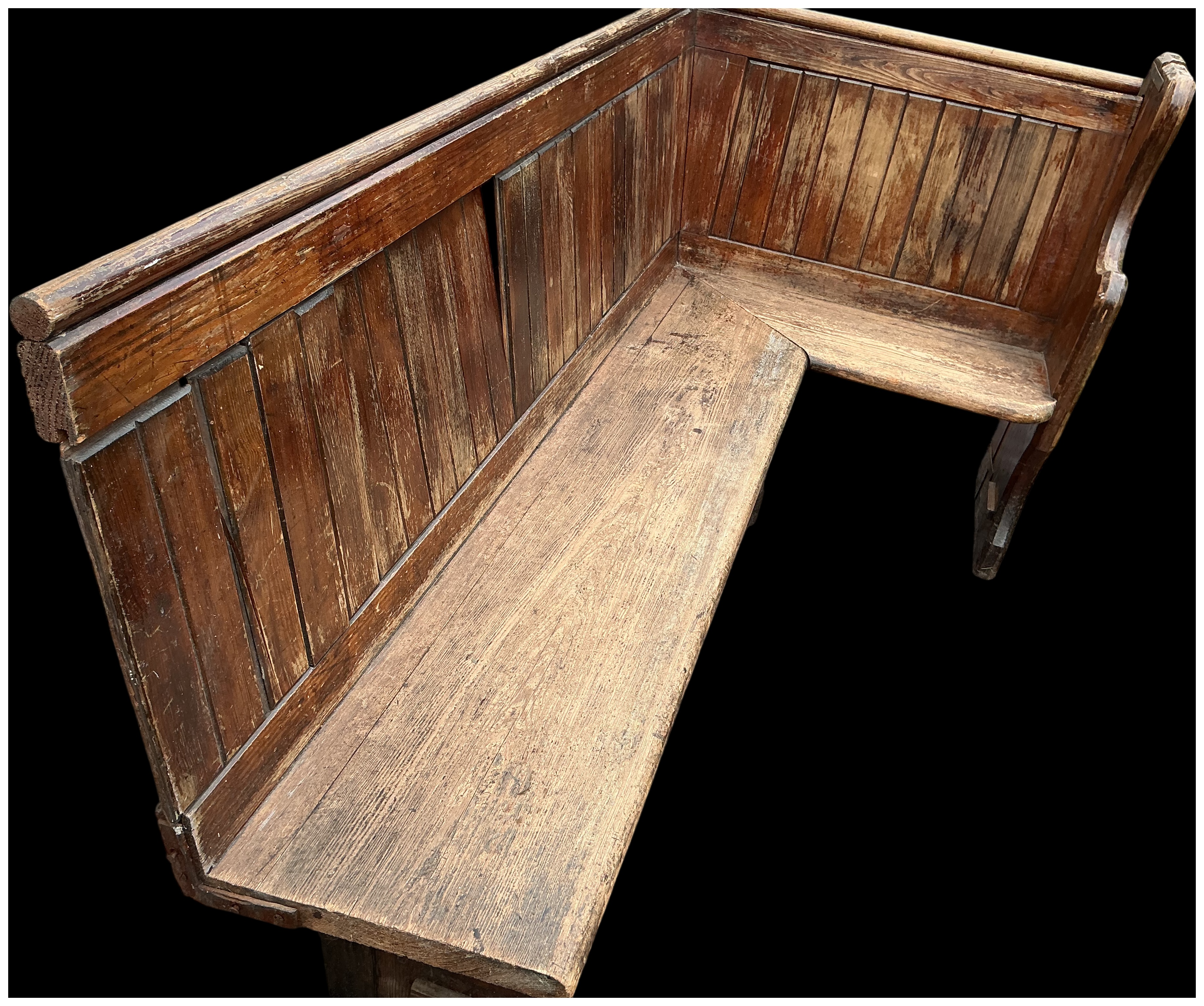A Victorian Style Pitch Pine Corner Bench or Settle