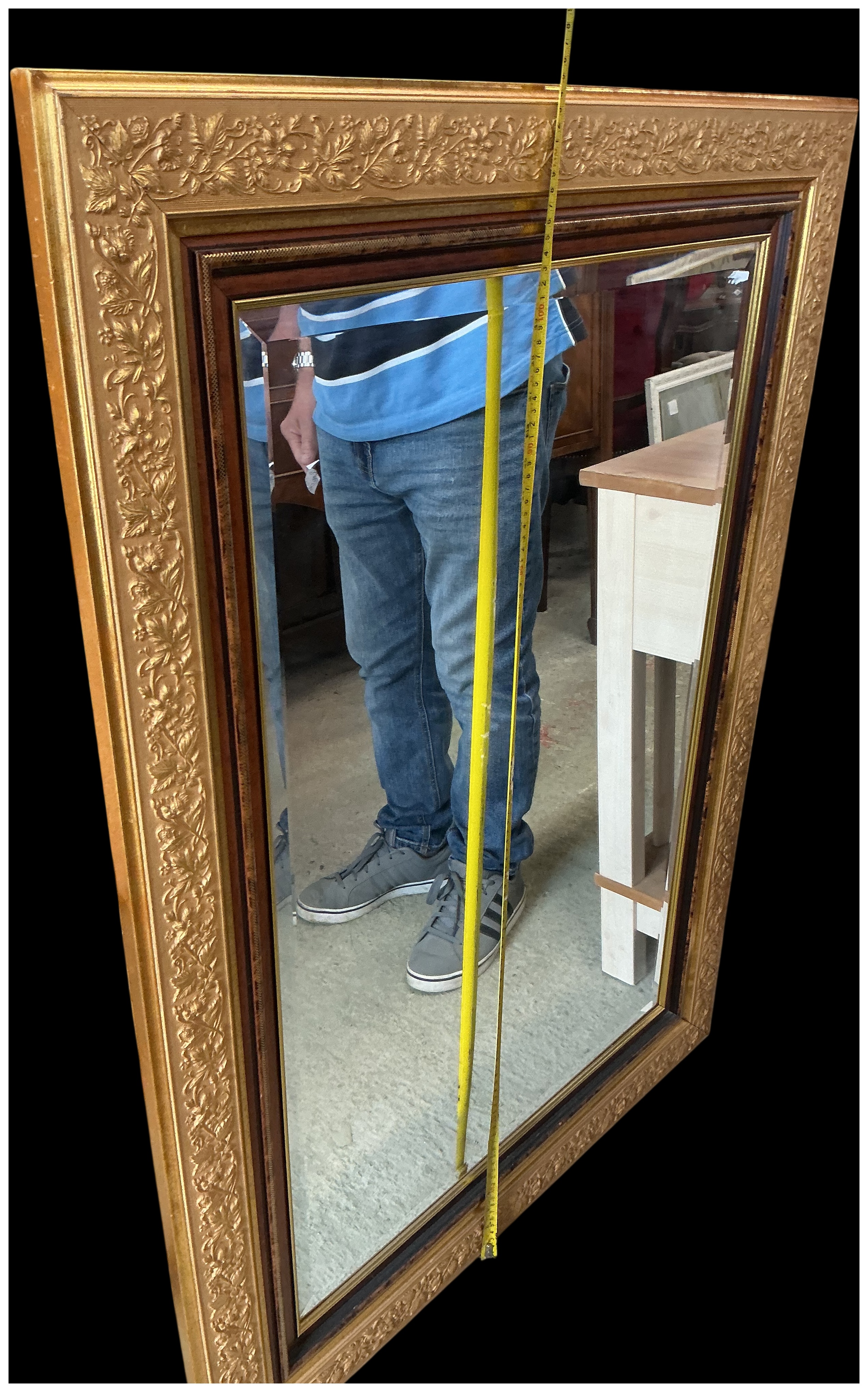 Large Victorian Style Gilt and Wood Effect Rectangular Wall Mirror