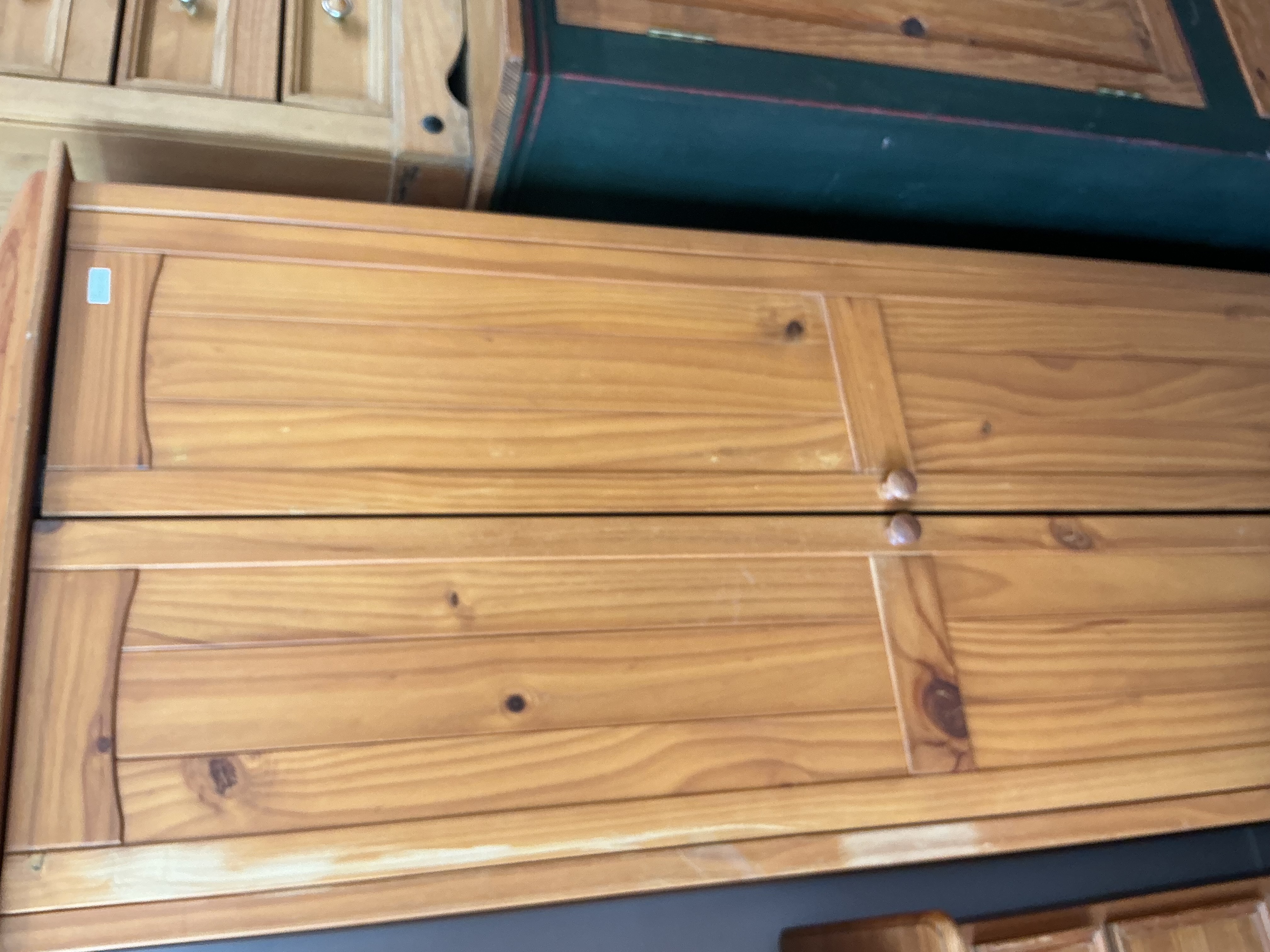 A Contemporary Knotty Pine Two-Door Wardrobe