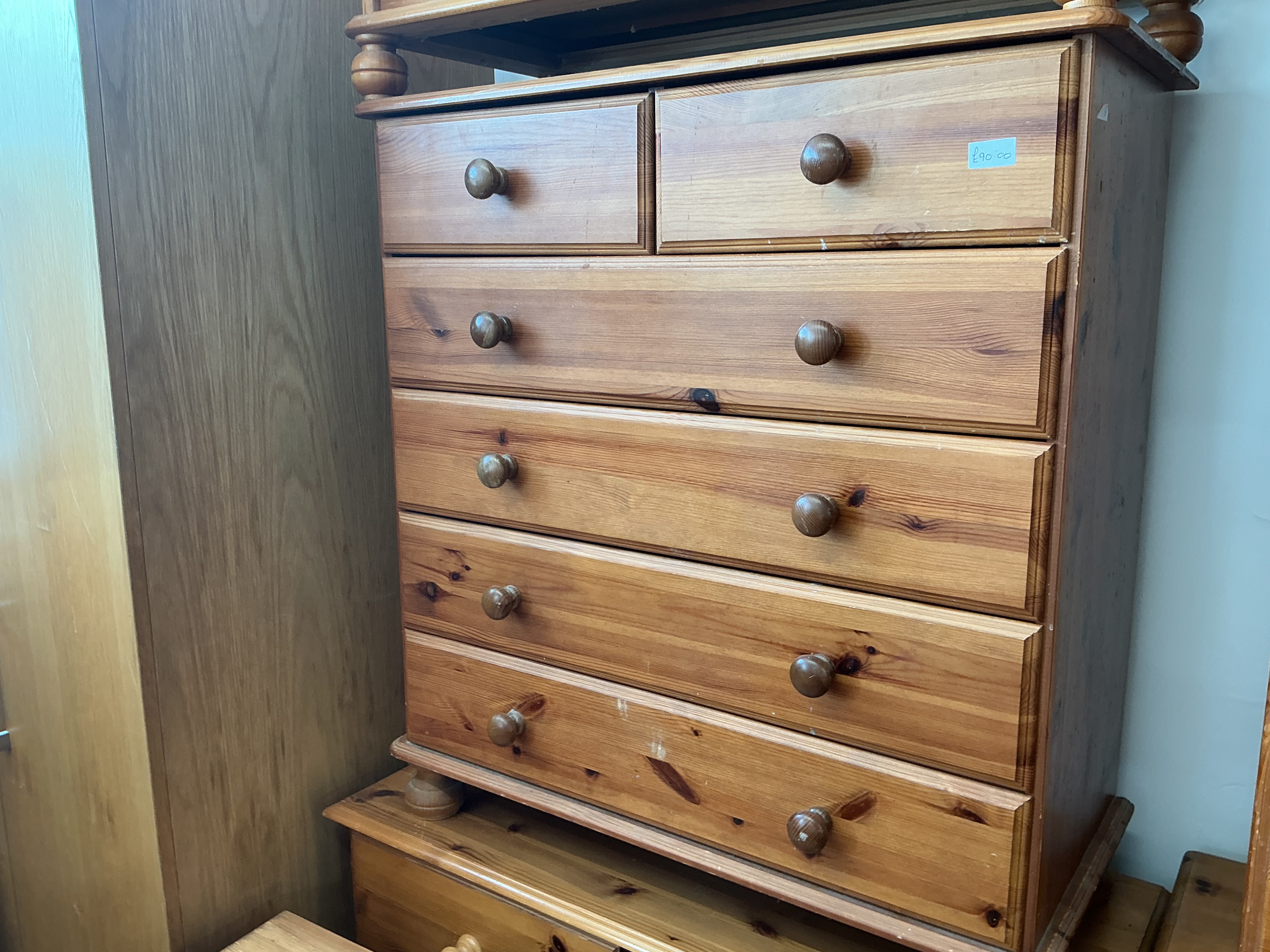A Contemporary Pine Chest of Two Short over Four Graduated Long Drawers