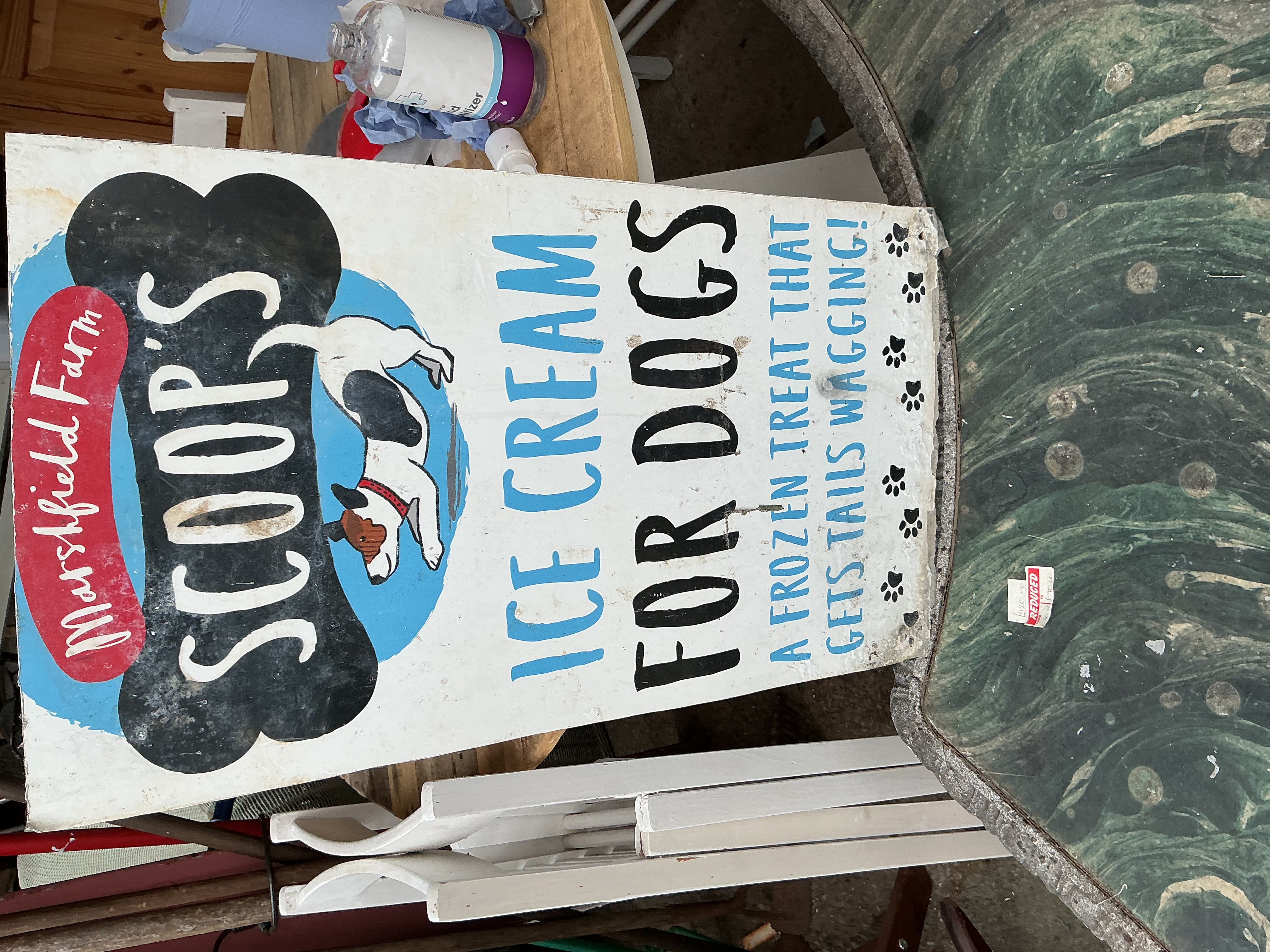 Marshfield Farm Scoop's Ice Cream for Dogs Advertising Sign