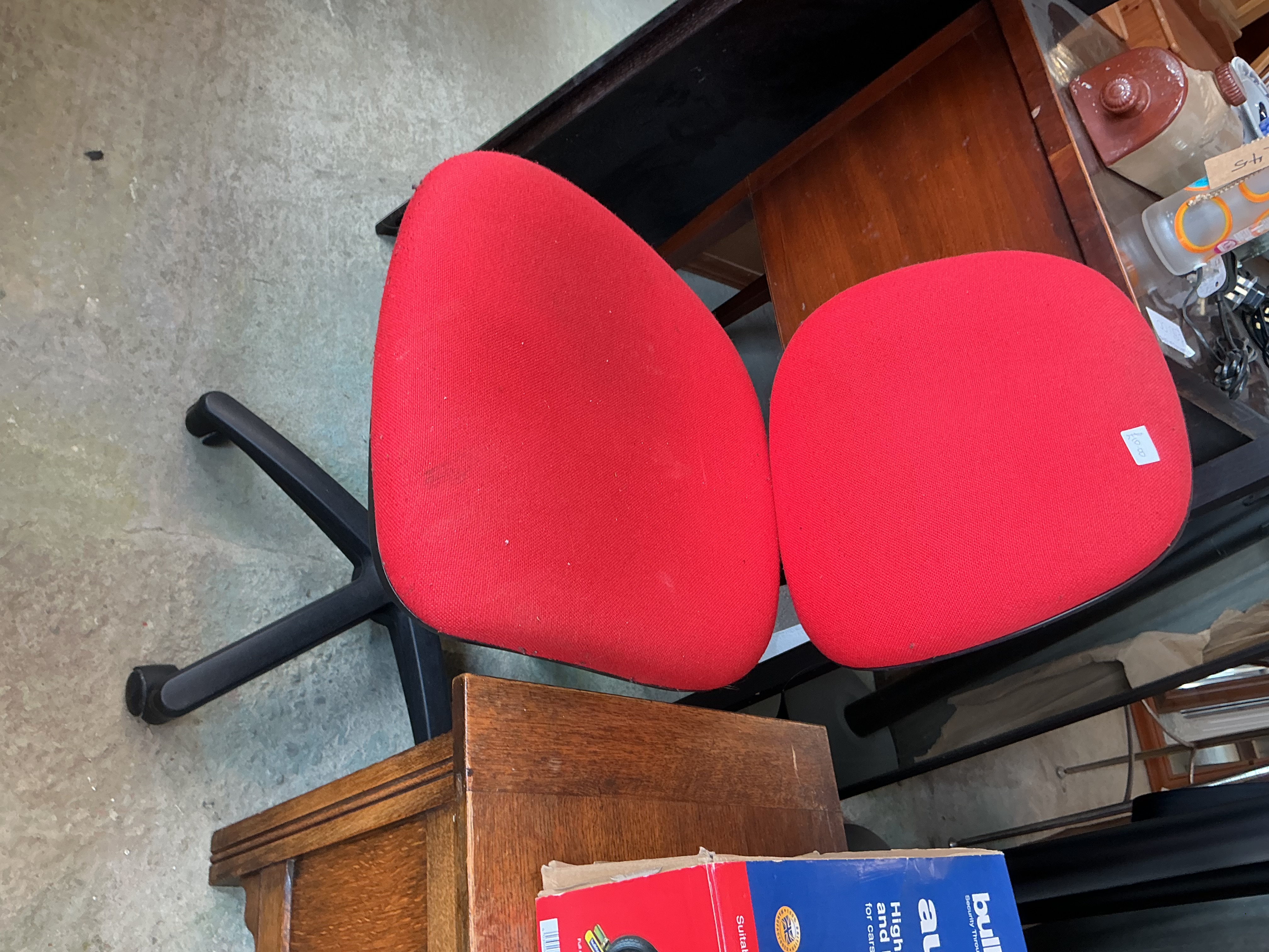 A modern upholstered swivel office task chair