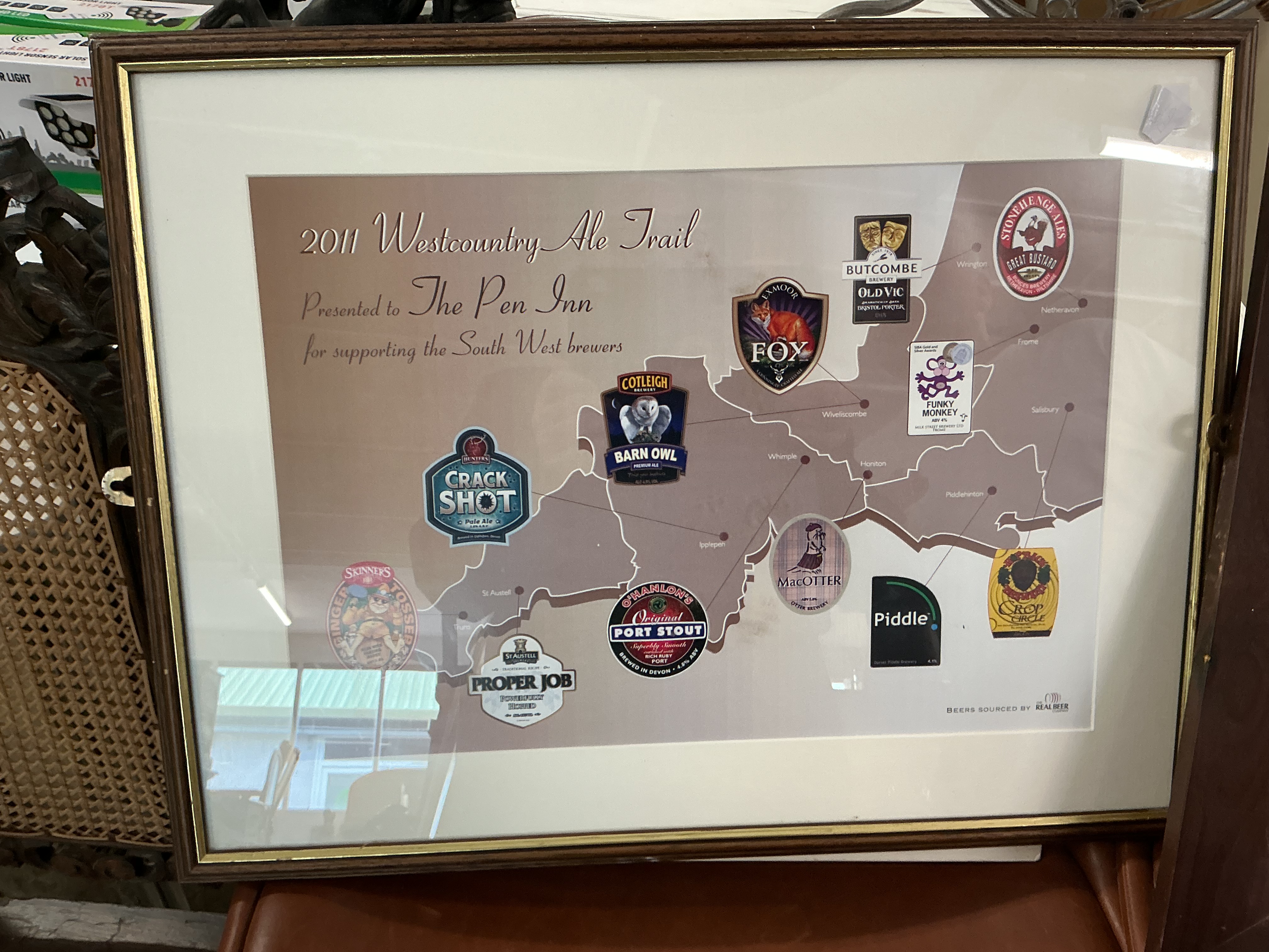 Framed 2011 Westcountry Ale Trail Commemorative Award