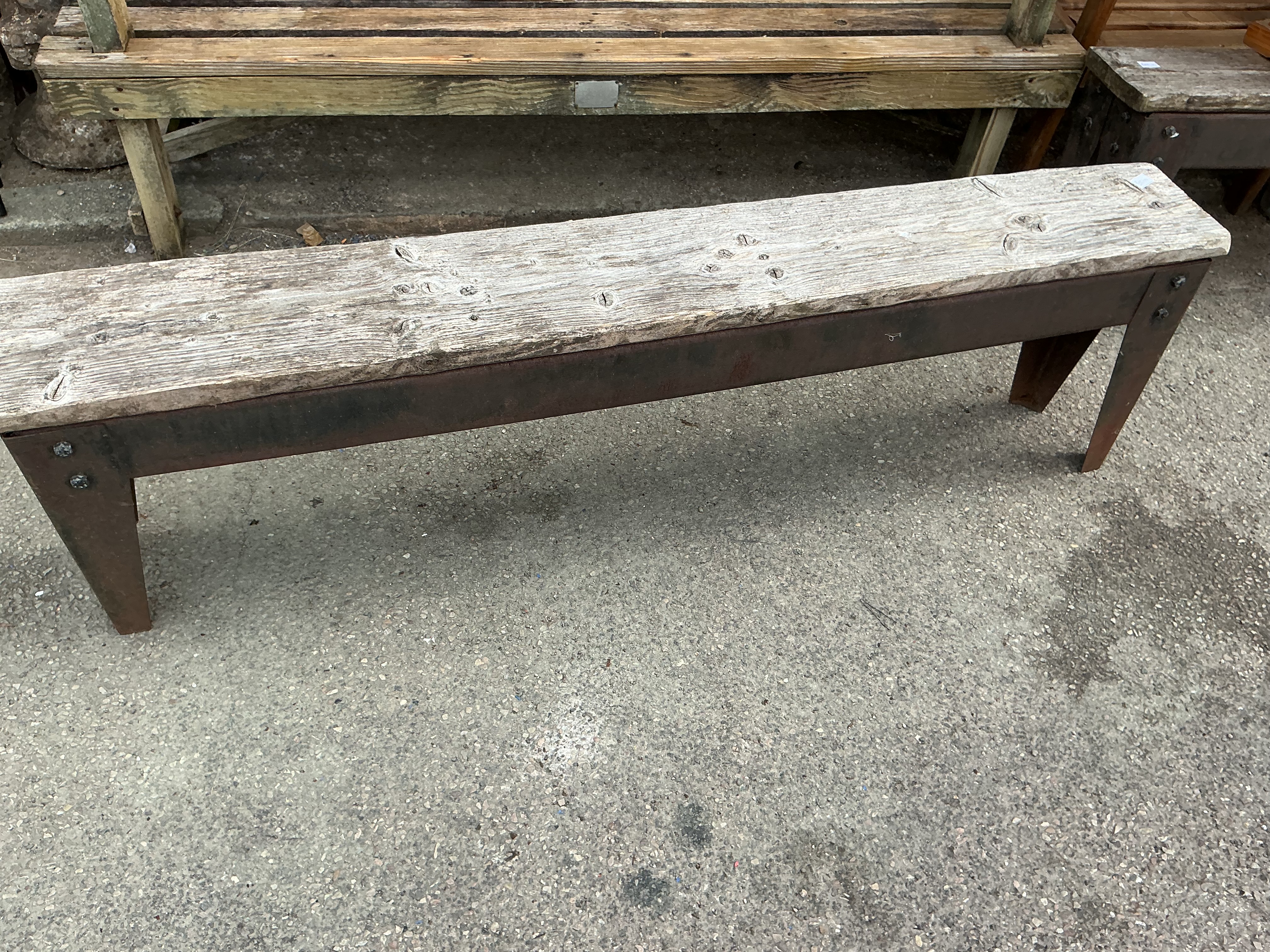 An Assortment of Benches including a Primitive Industrial Farmhouse Style Example