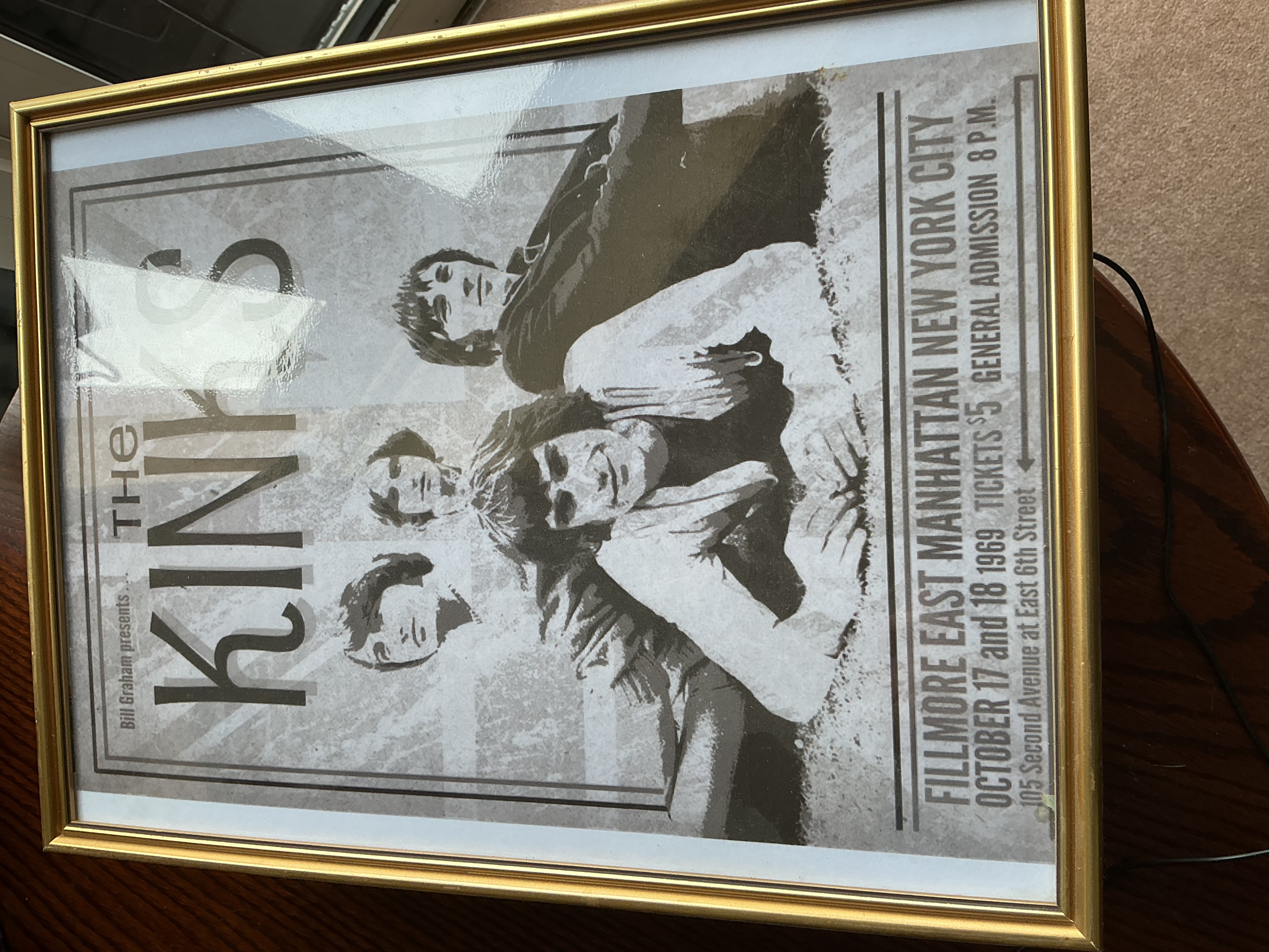 Framed Commercial Reprint Poster for The Kinks at Fillmore East, 1969