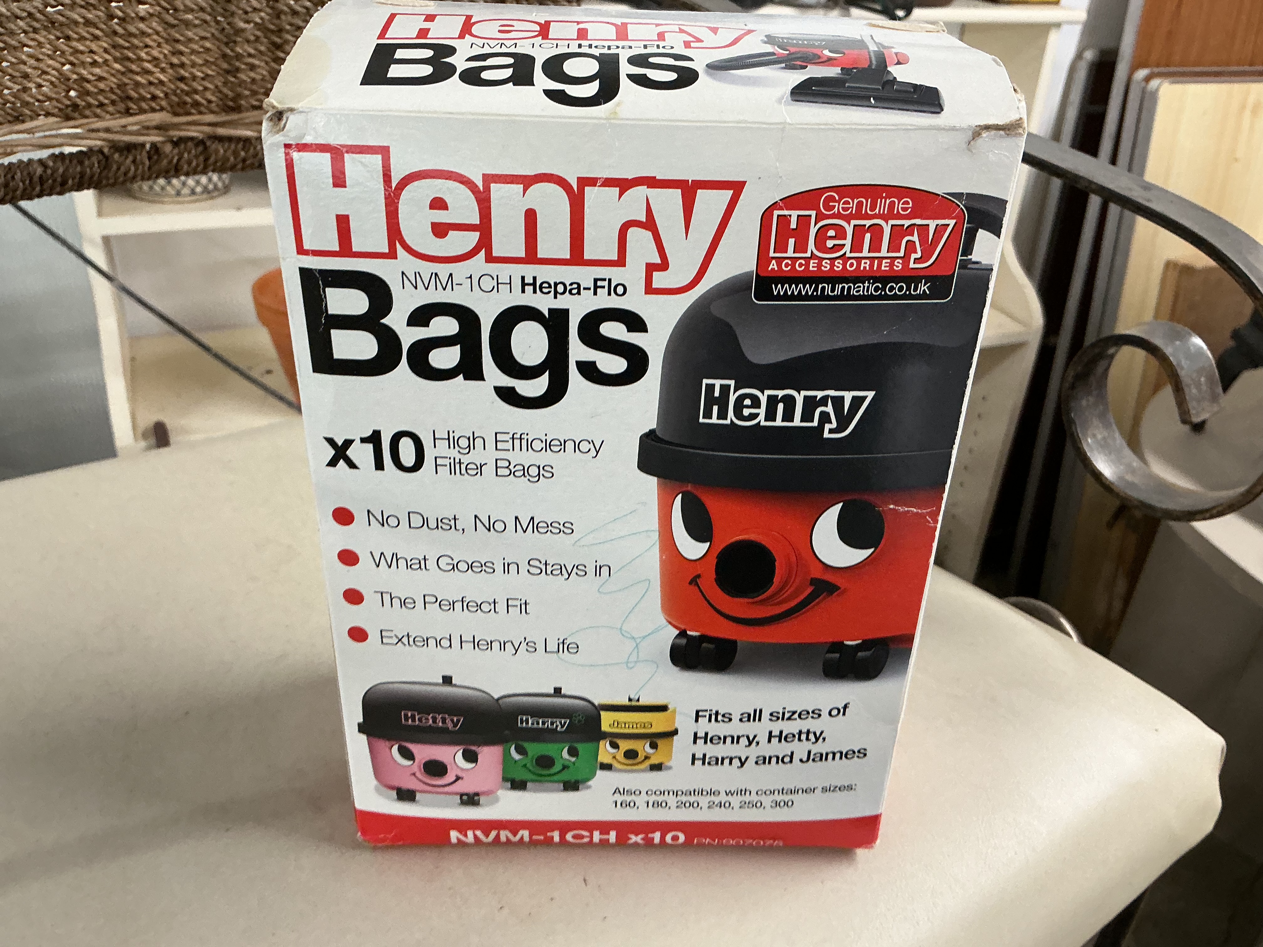 A Box of 5 Genuine Numatic NVM-1CH Hepa-Flo Vacuum Cleaner Bags