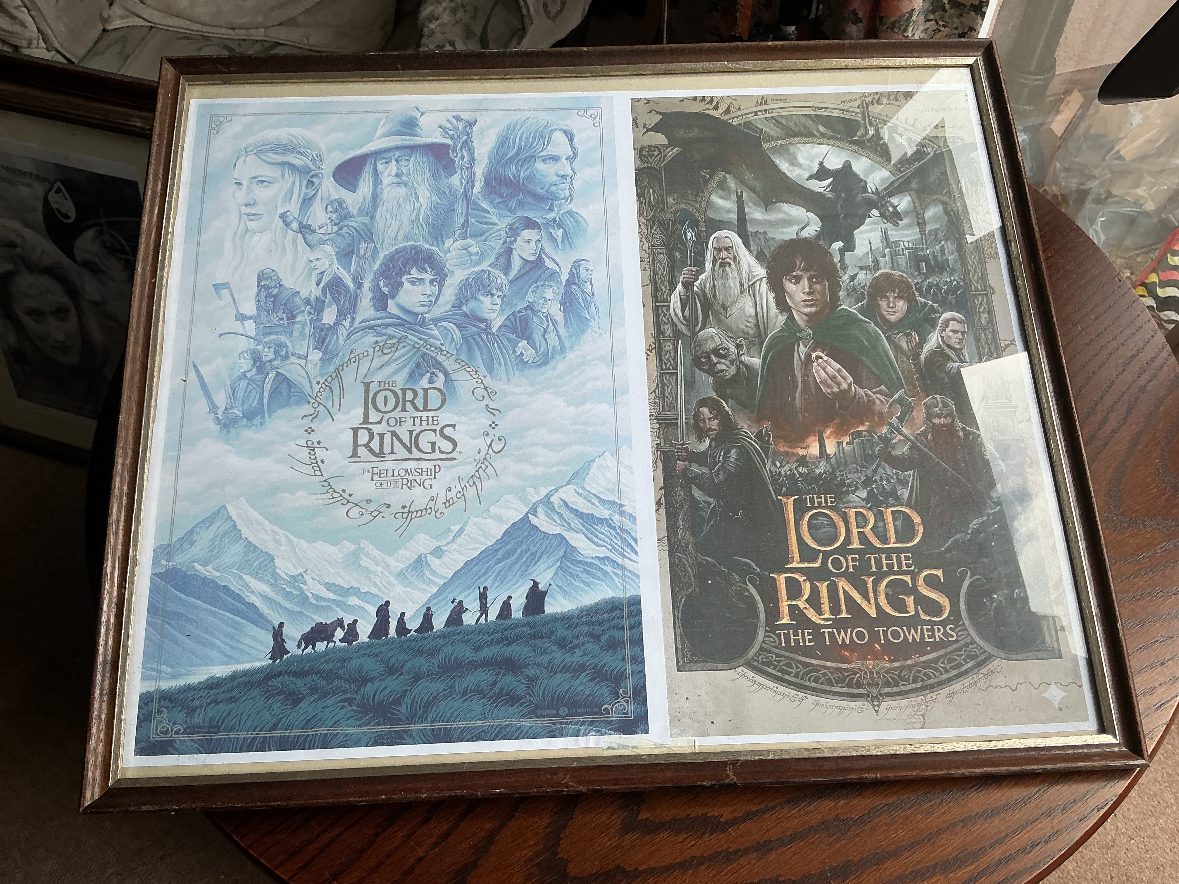 A Pair of Framed Lord of the Rings Alternative Movie Poster Prints by Greg Ruth and Courtney A. Martin