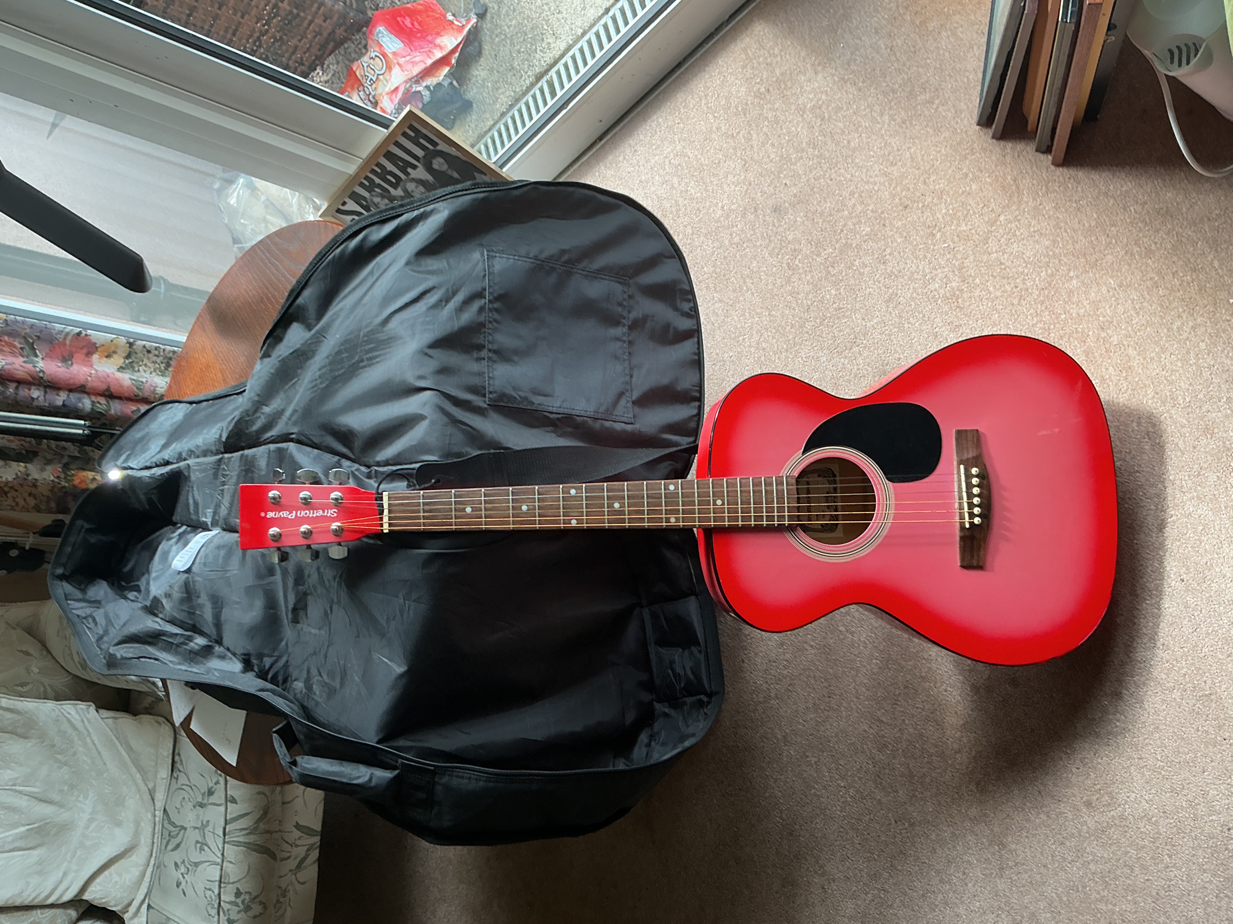 Stretton Payne Acoustic Guitar in Red Finish with Ritter Gig Bag
