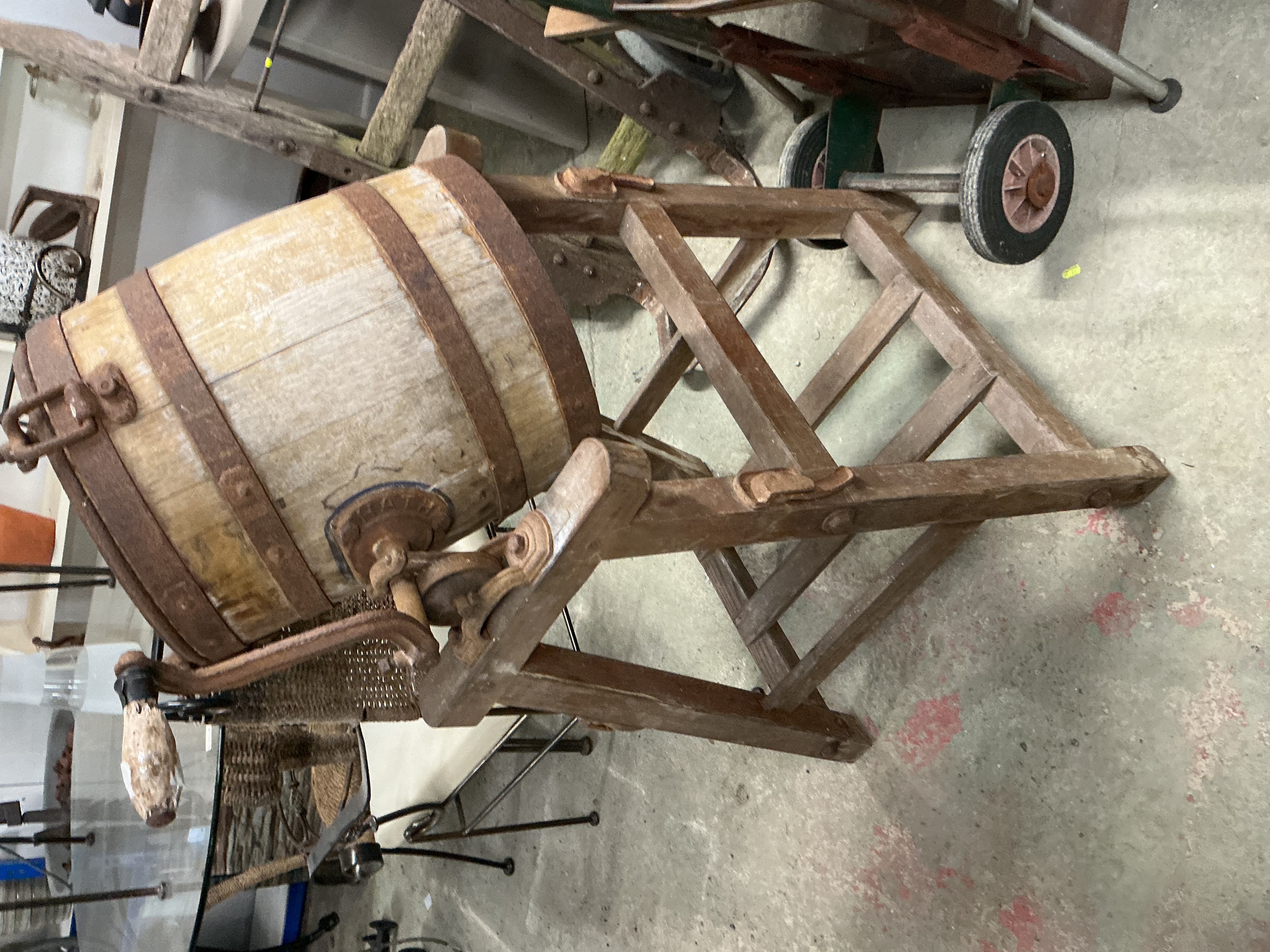 A Hathaway of Chippenham Coopered Oak Butter Churn on Stand