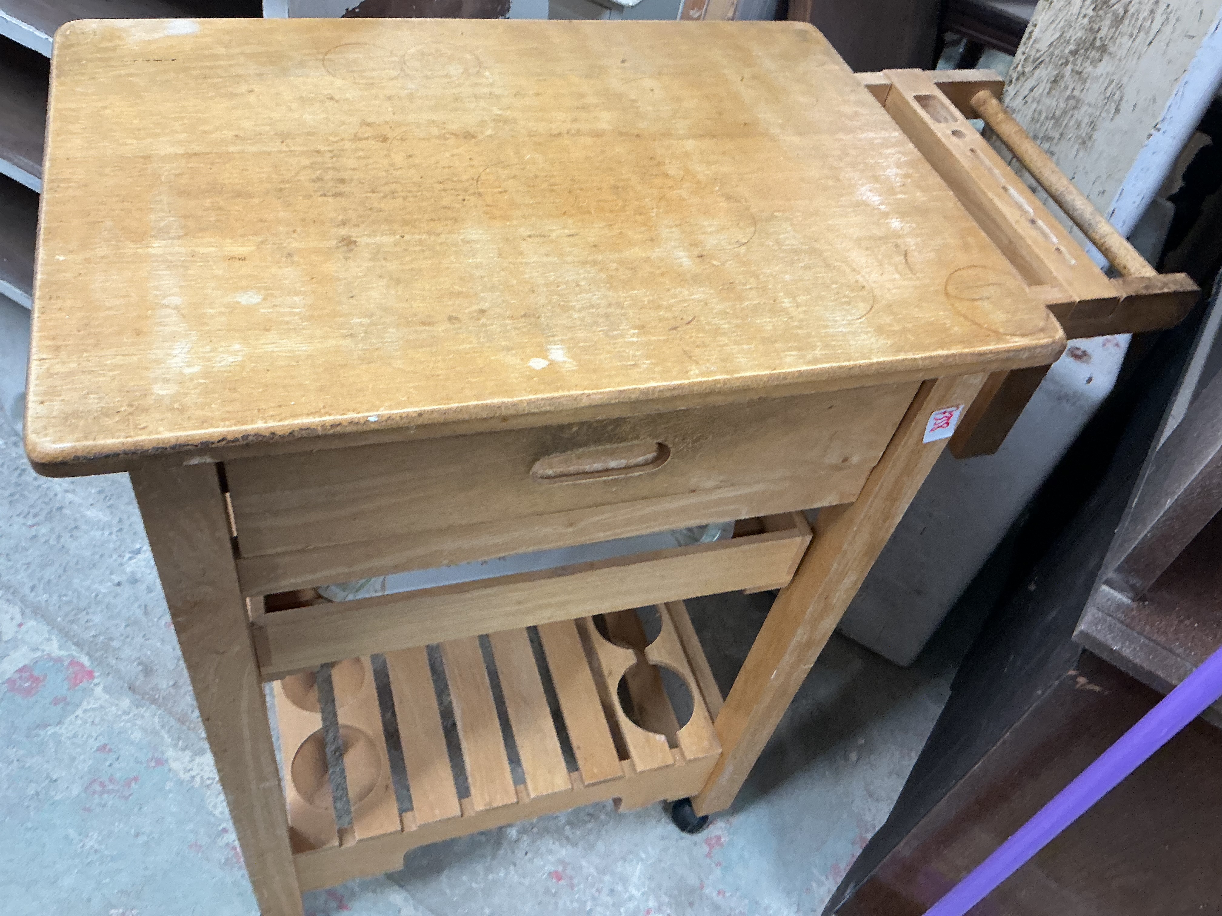 A Contemporary Light Wood Mobile Kitchen Work Table