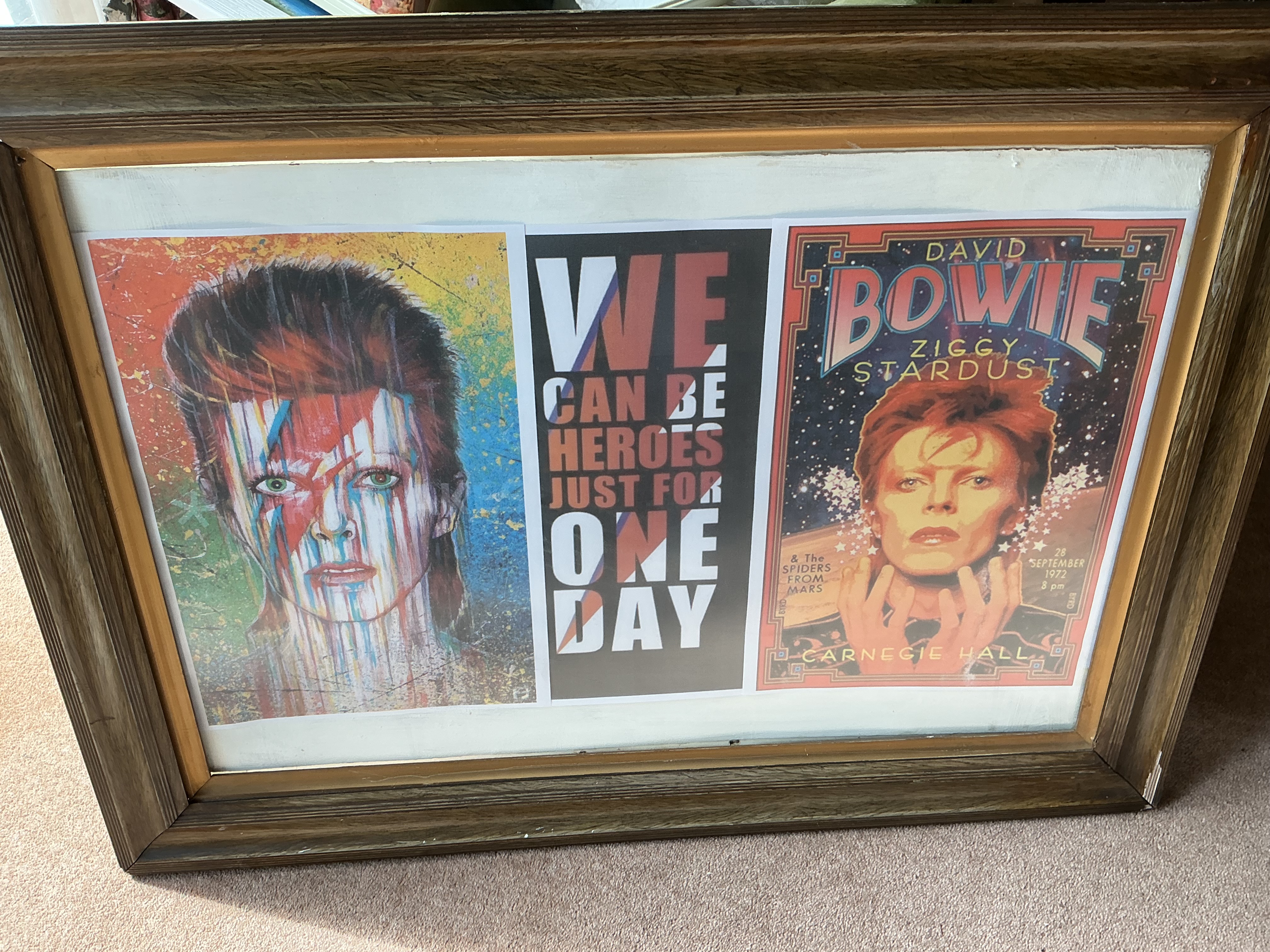 A Framed Triptych of David Bowie Commemorative Prints