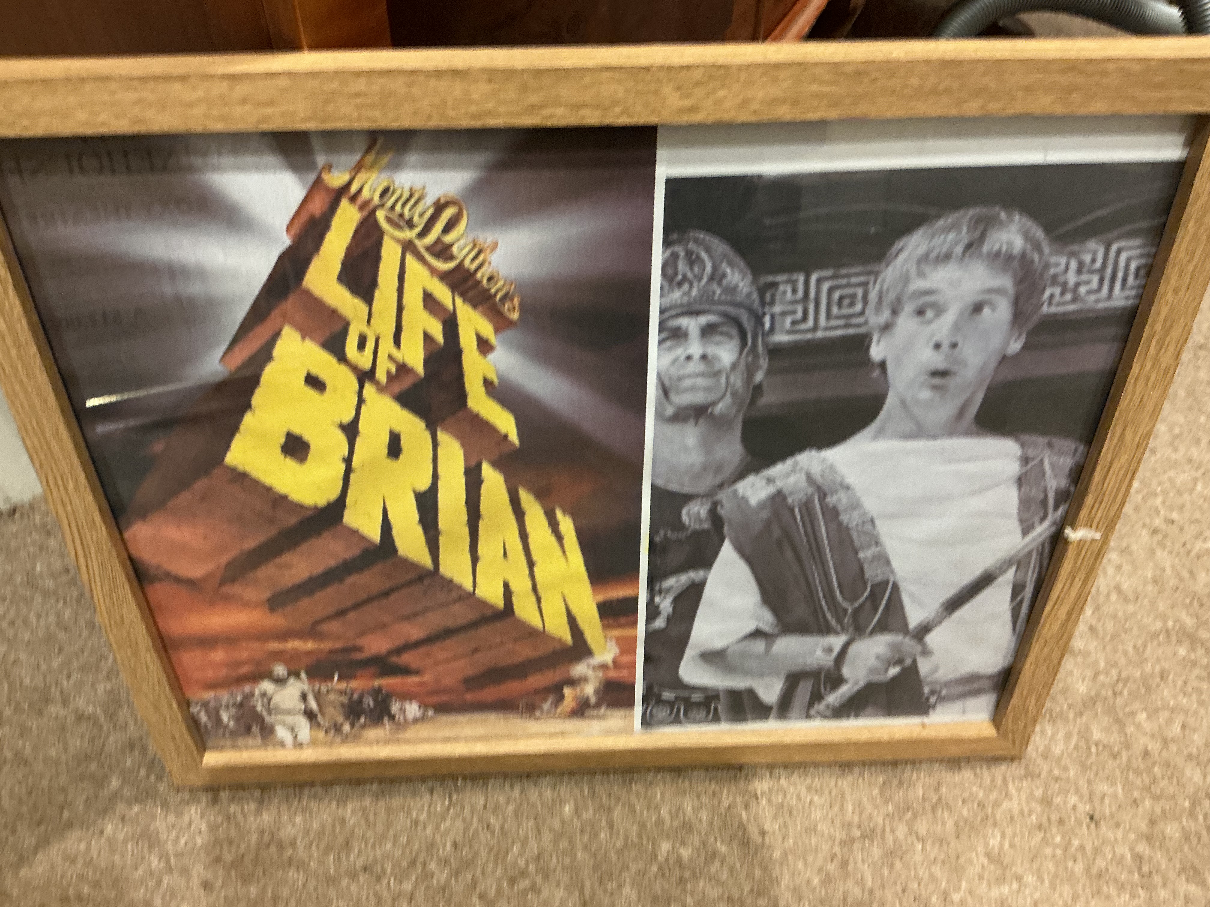 Framed Monty Python's Life of Brian Film Poster and Photographic Still Display