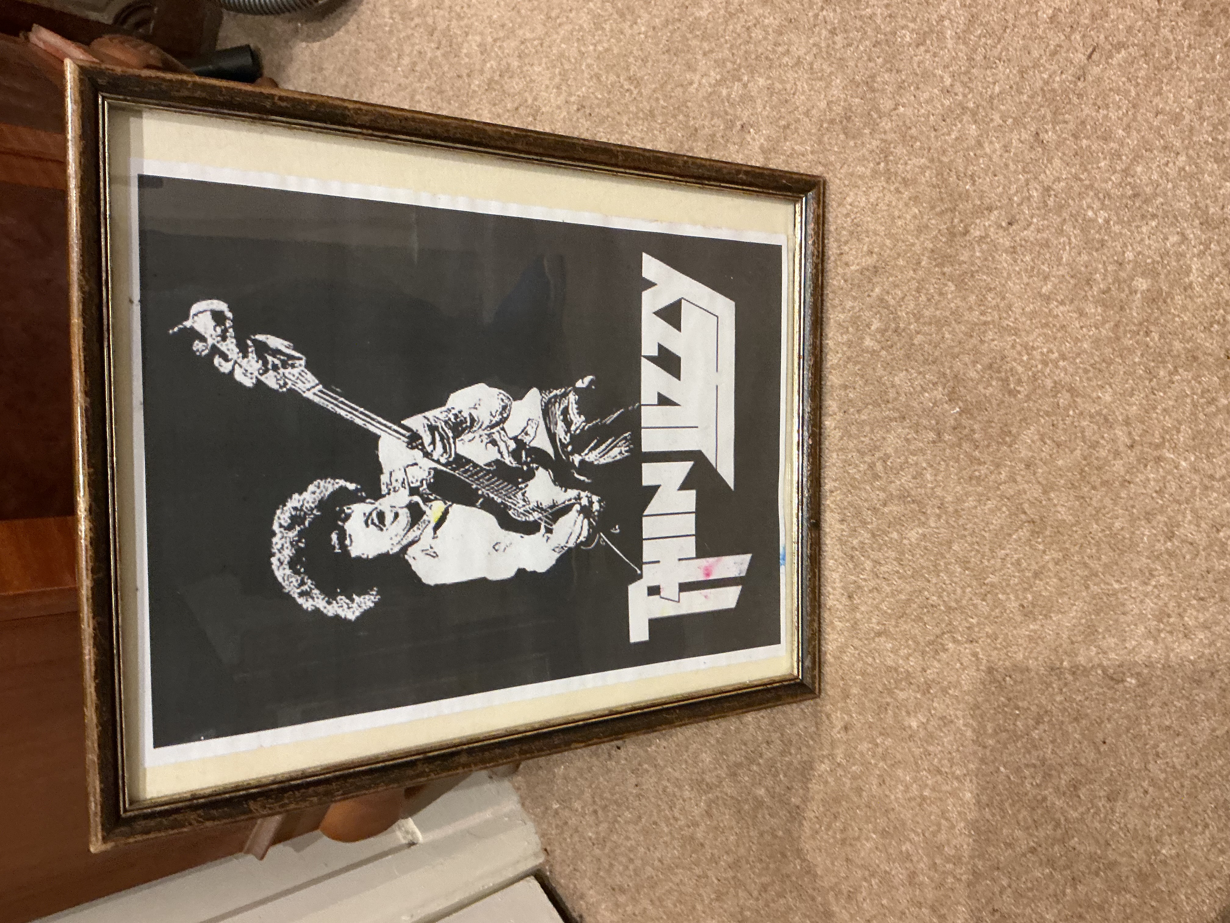 Framed Monochrome Thin Lizzy Graphic Print Featuring Phil Lynott