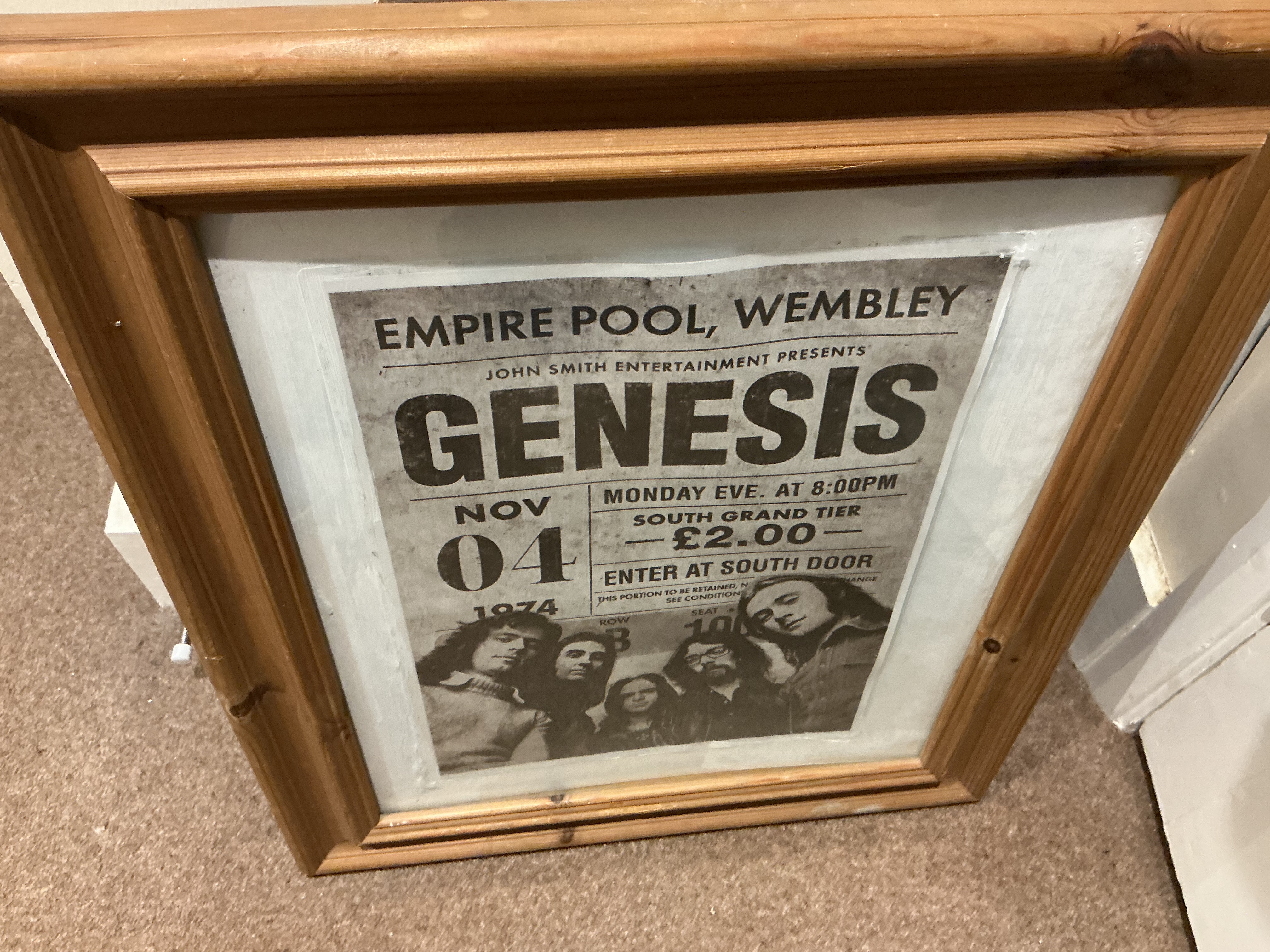 Framed Commemorative Genesis Concert Poster Print Wembley 1974