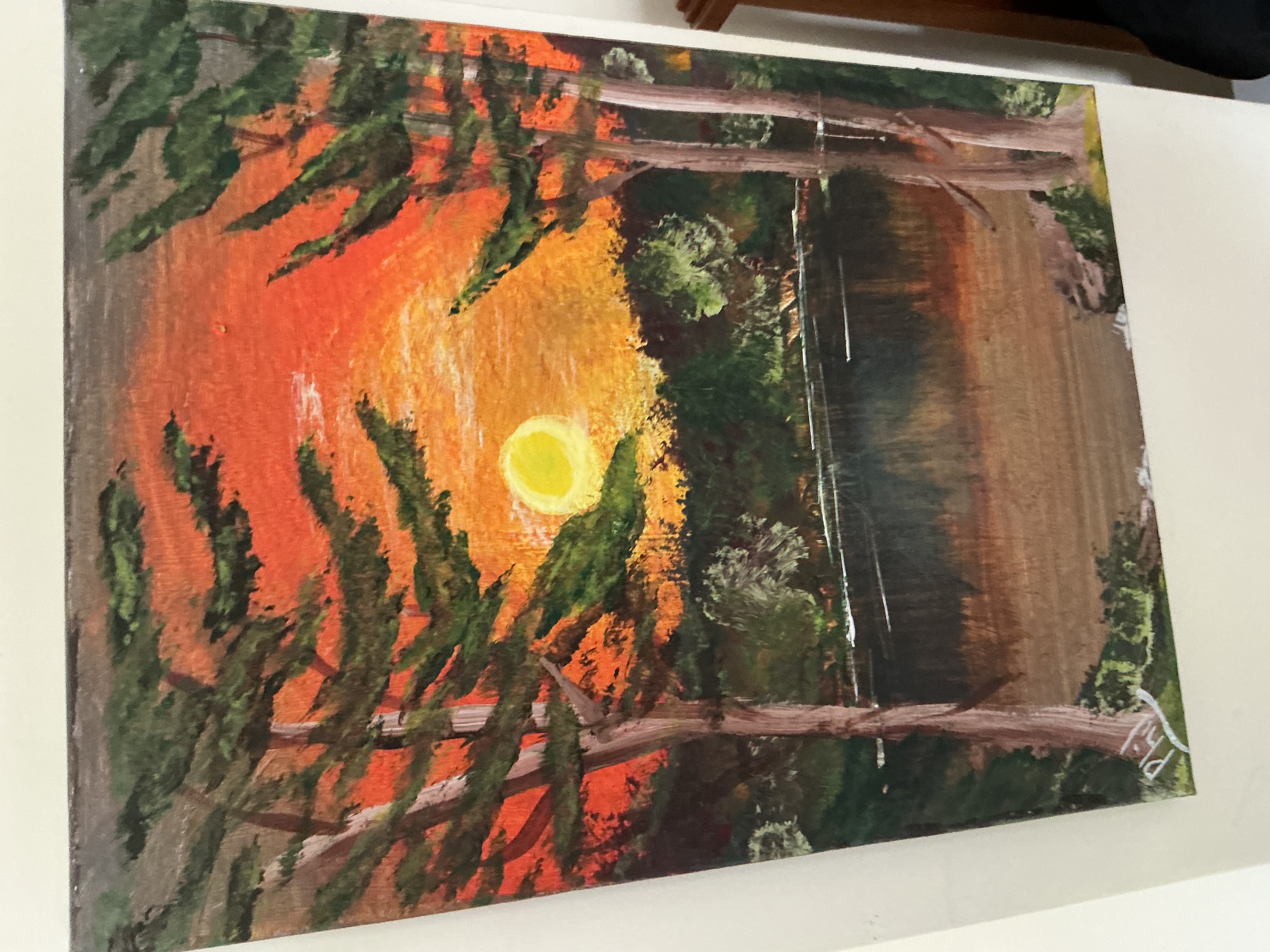 Phil Foster, Contemporary Naive Landscape with Sunset