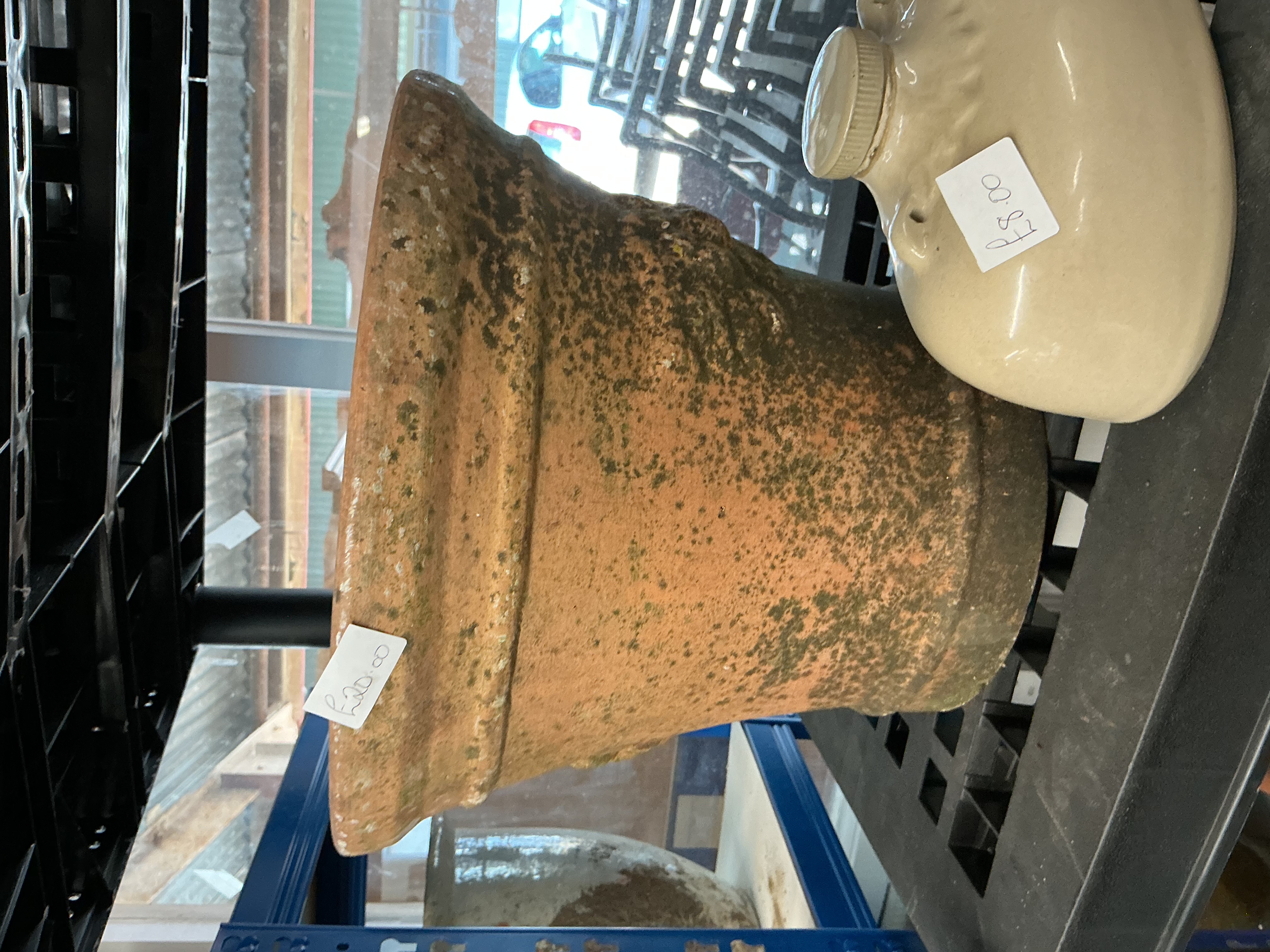 Two Items: A Large Terracotta Garden Planter and a Glazed Stoneware Jar