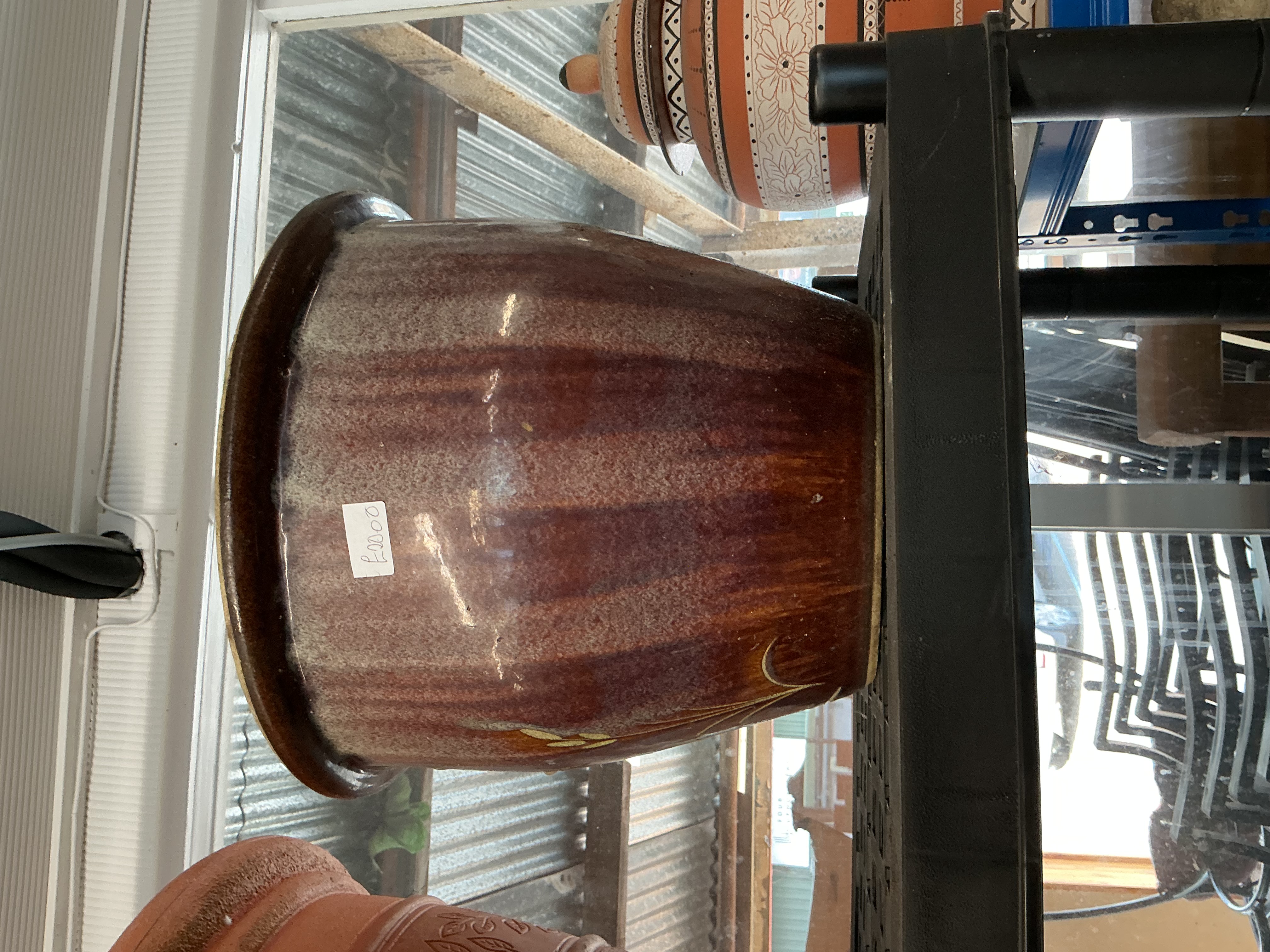 A Large Oxblood Glazed Ceramic Garden Planter