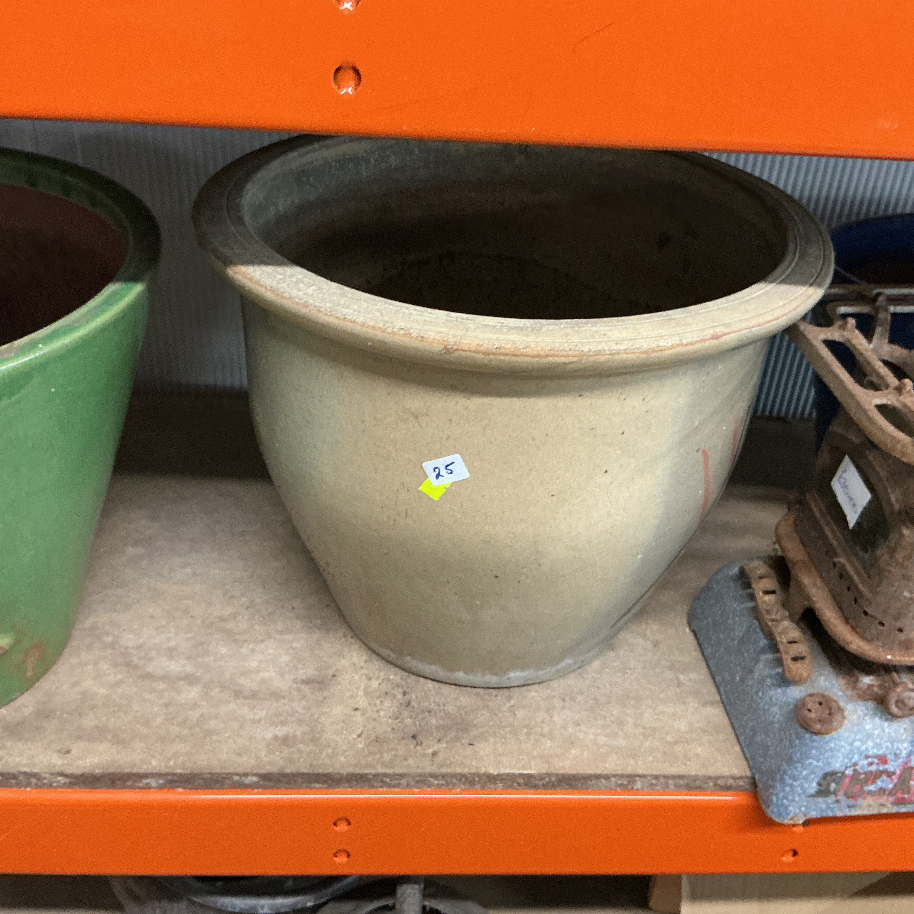 Large Buff Glazed Ceramic Garden Planter