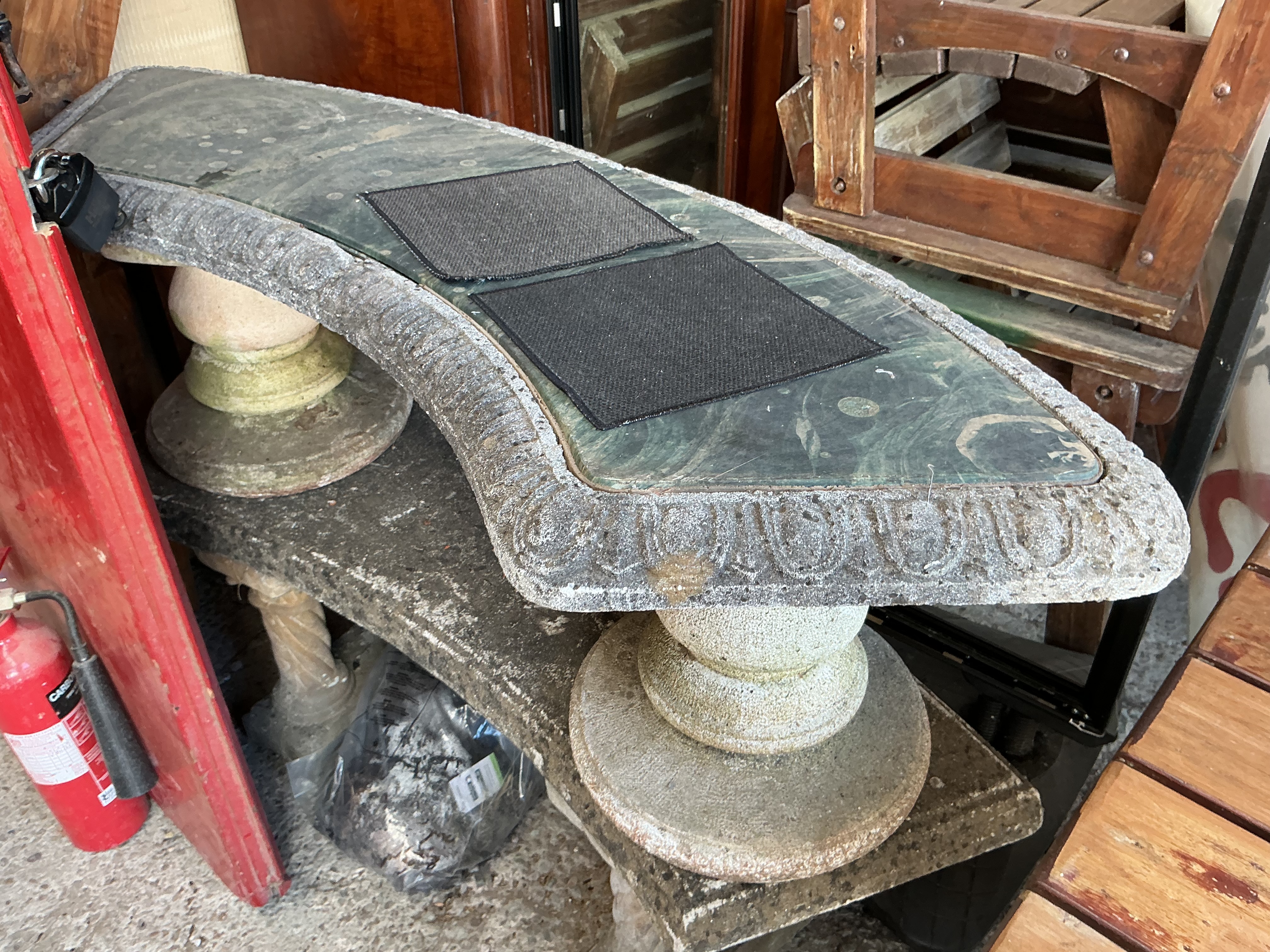 A Classical Style Curved Reconstituted Stone Garden Bench