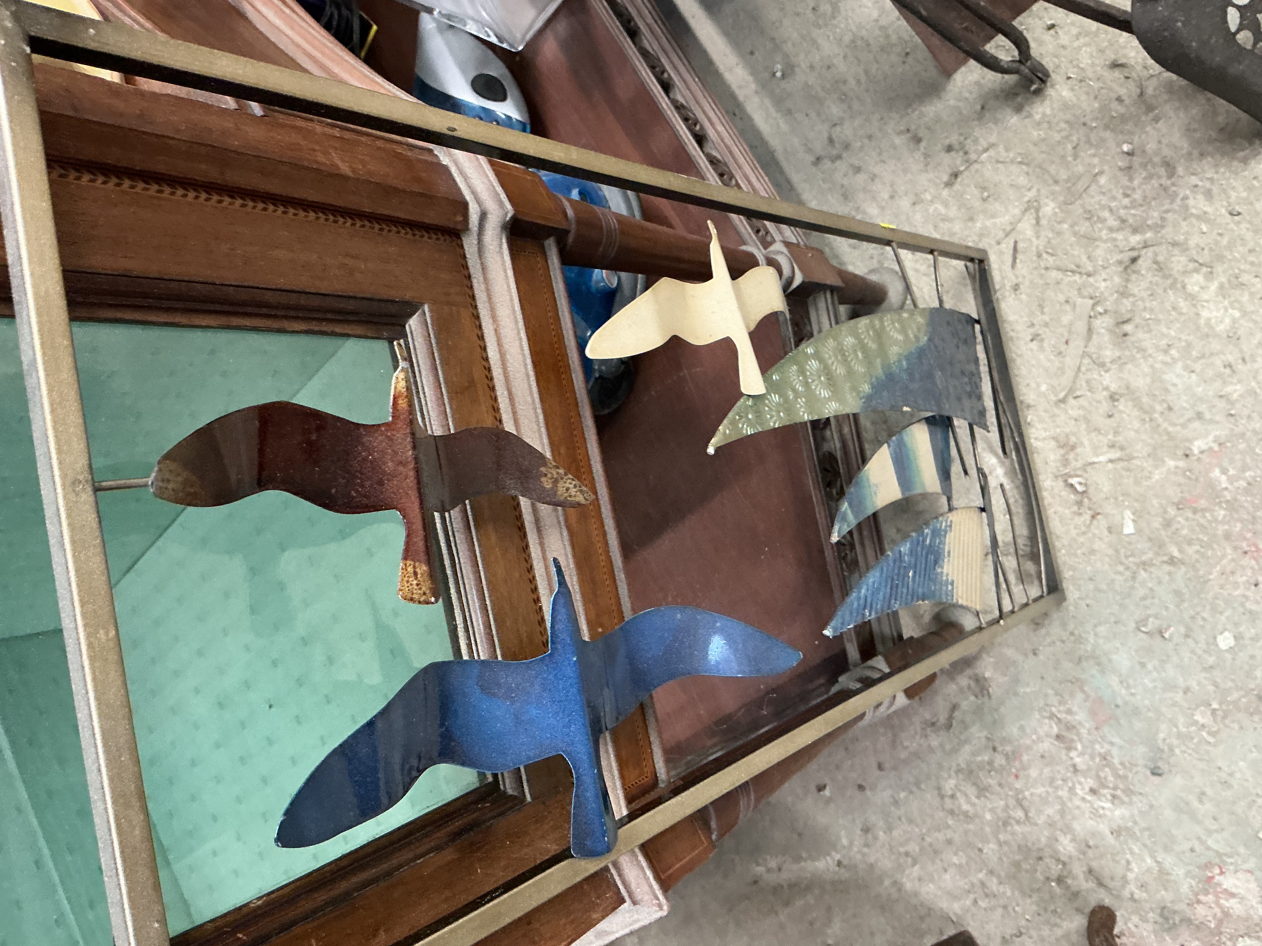 Mid-century Modern Style Mixed Metal Wall Sculpture of Seagulls and Sails