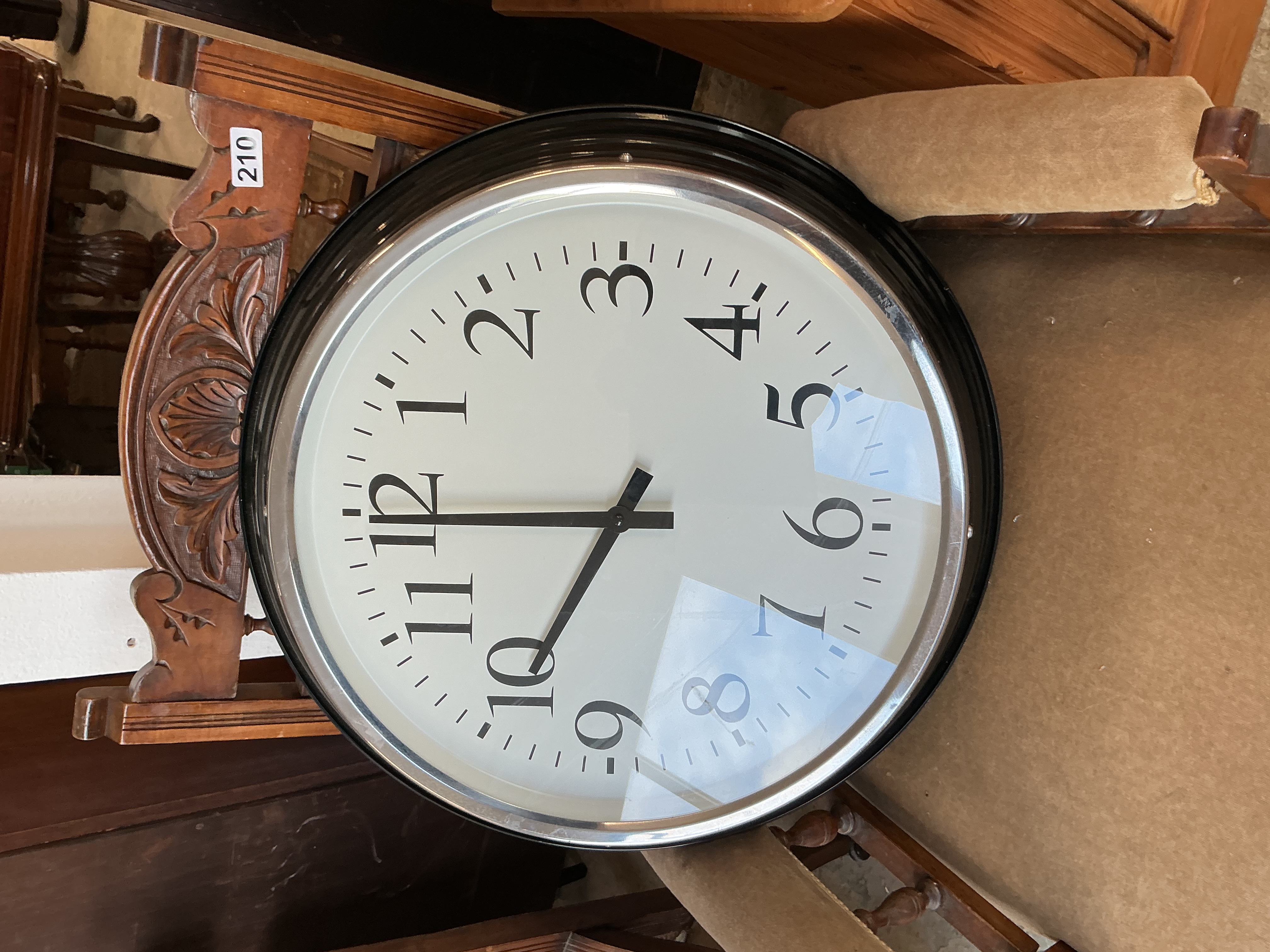 A Large Black Wall Clock Attributed to IKEA Bravur
