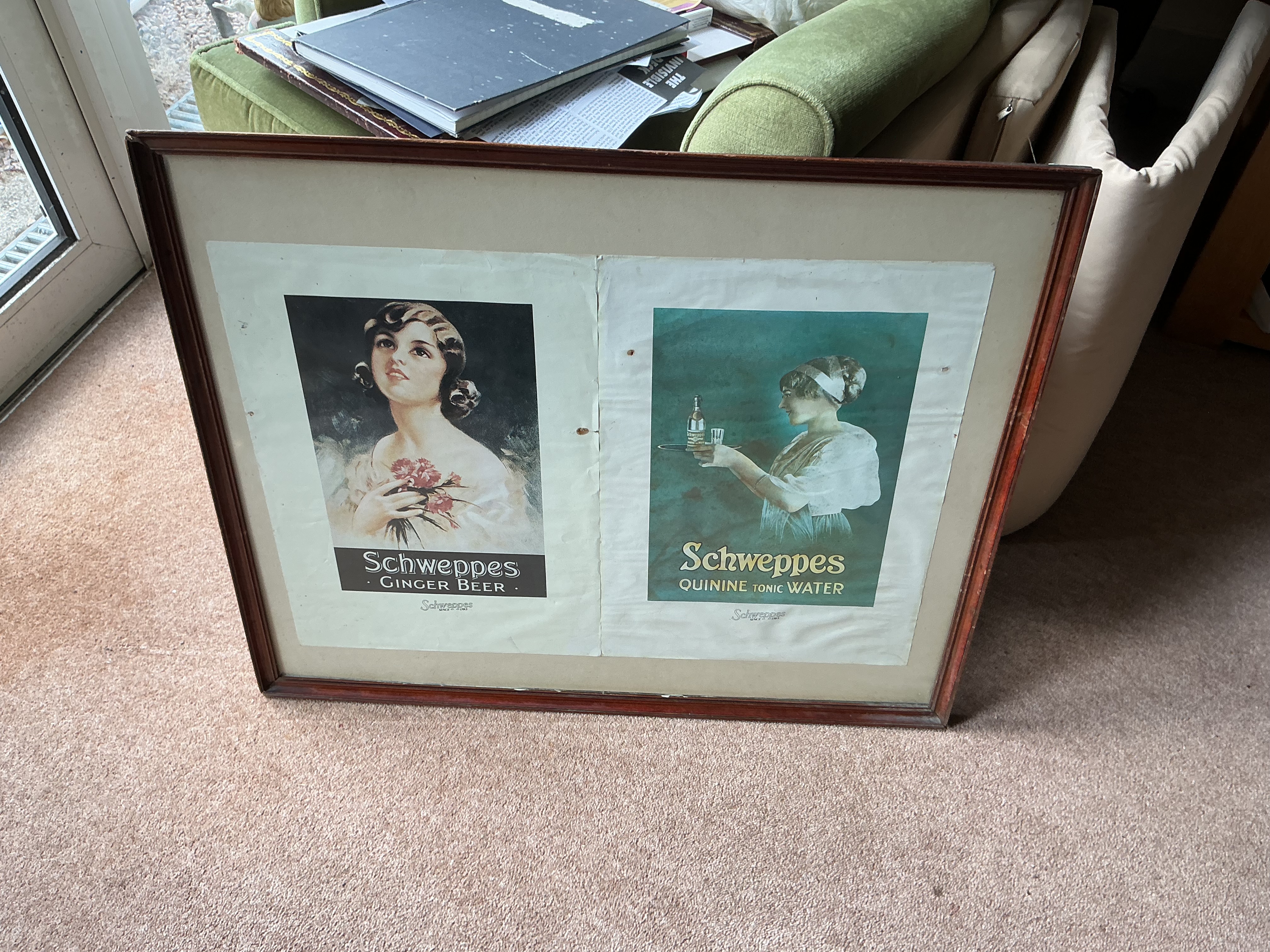 A Pair of Framed Vintage Schweppes Advertising Prints