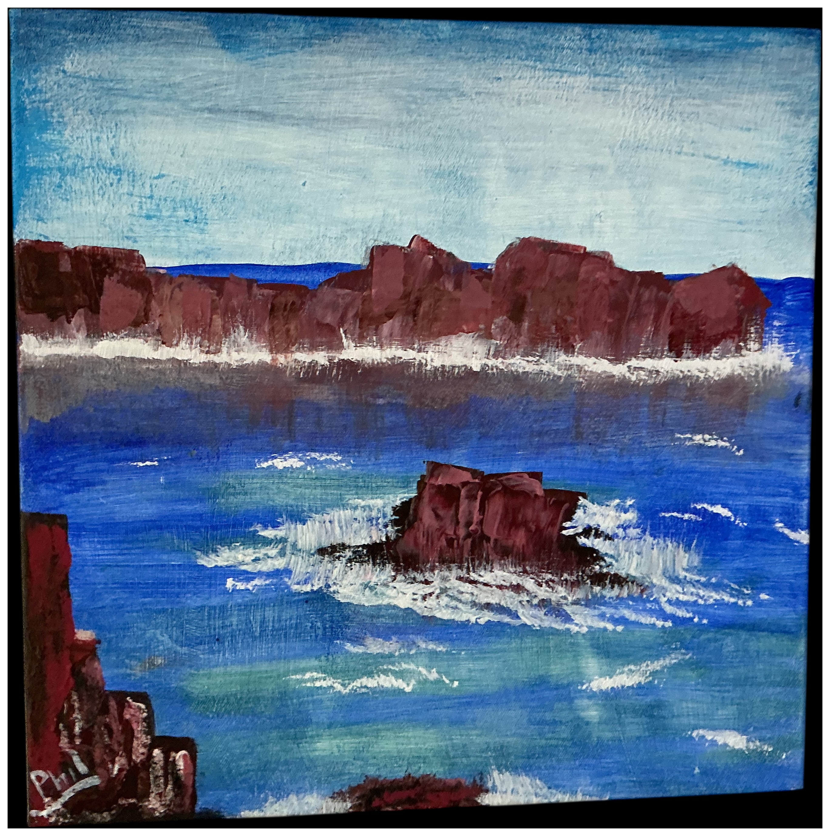 Phil (Contemporary), Coastal Seascape with Rocky Cliffs
