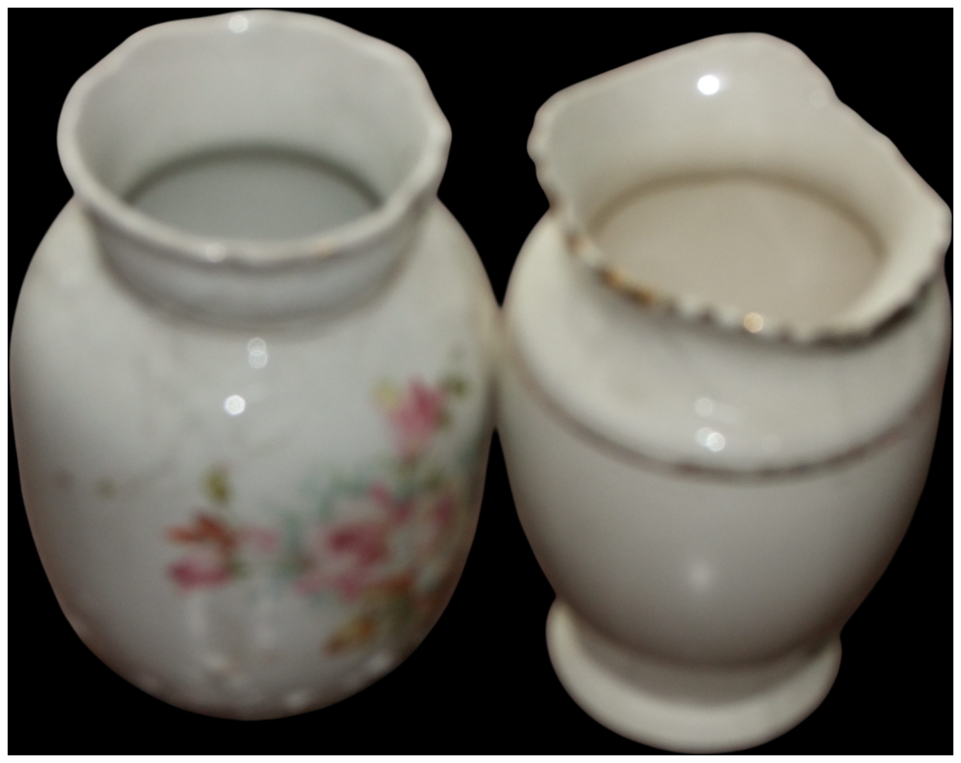 No reserve, cannot post.Two small white glazed ceramic vessels