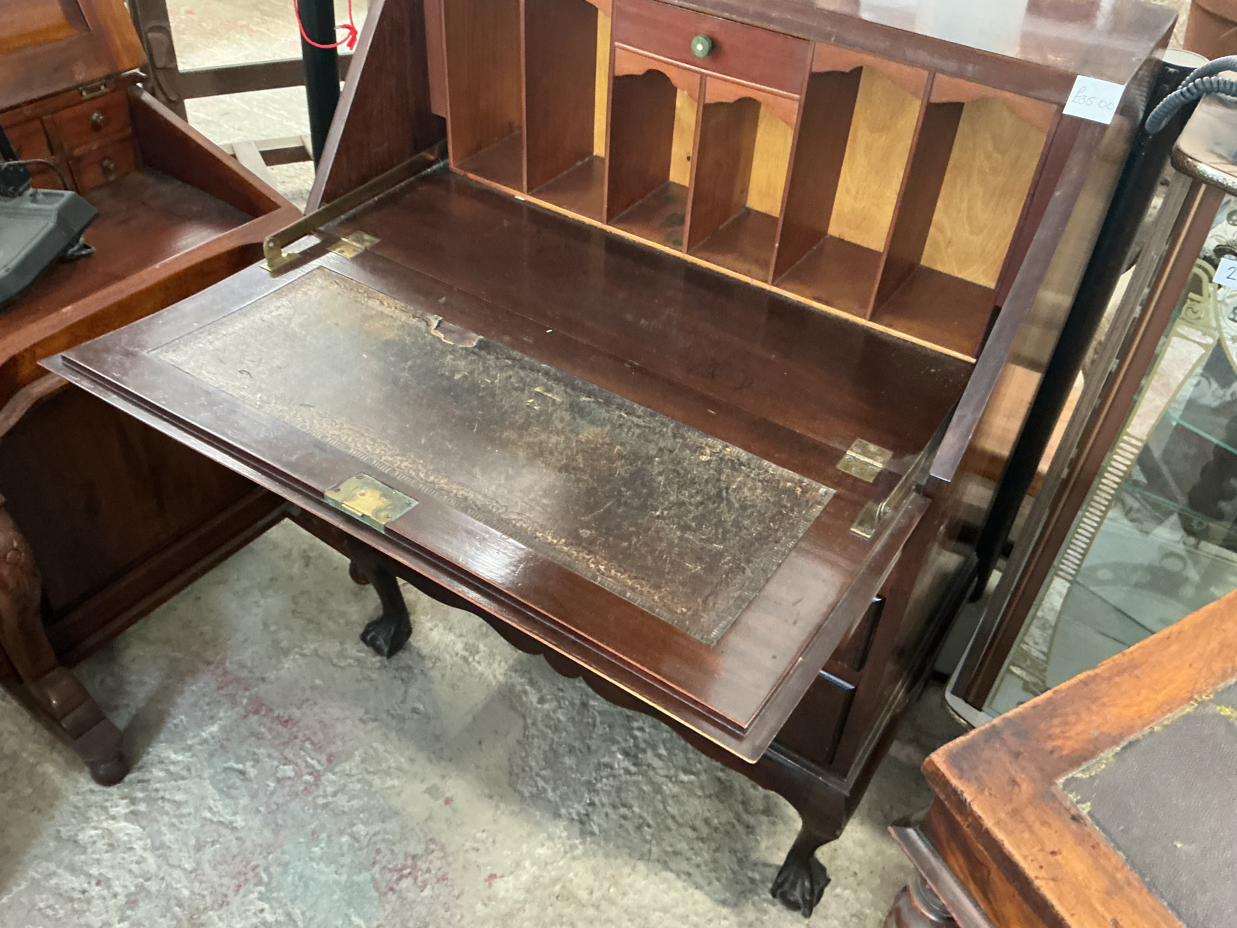 No reserve. George III Style Mahogany Slant-Front Bureau