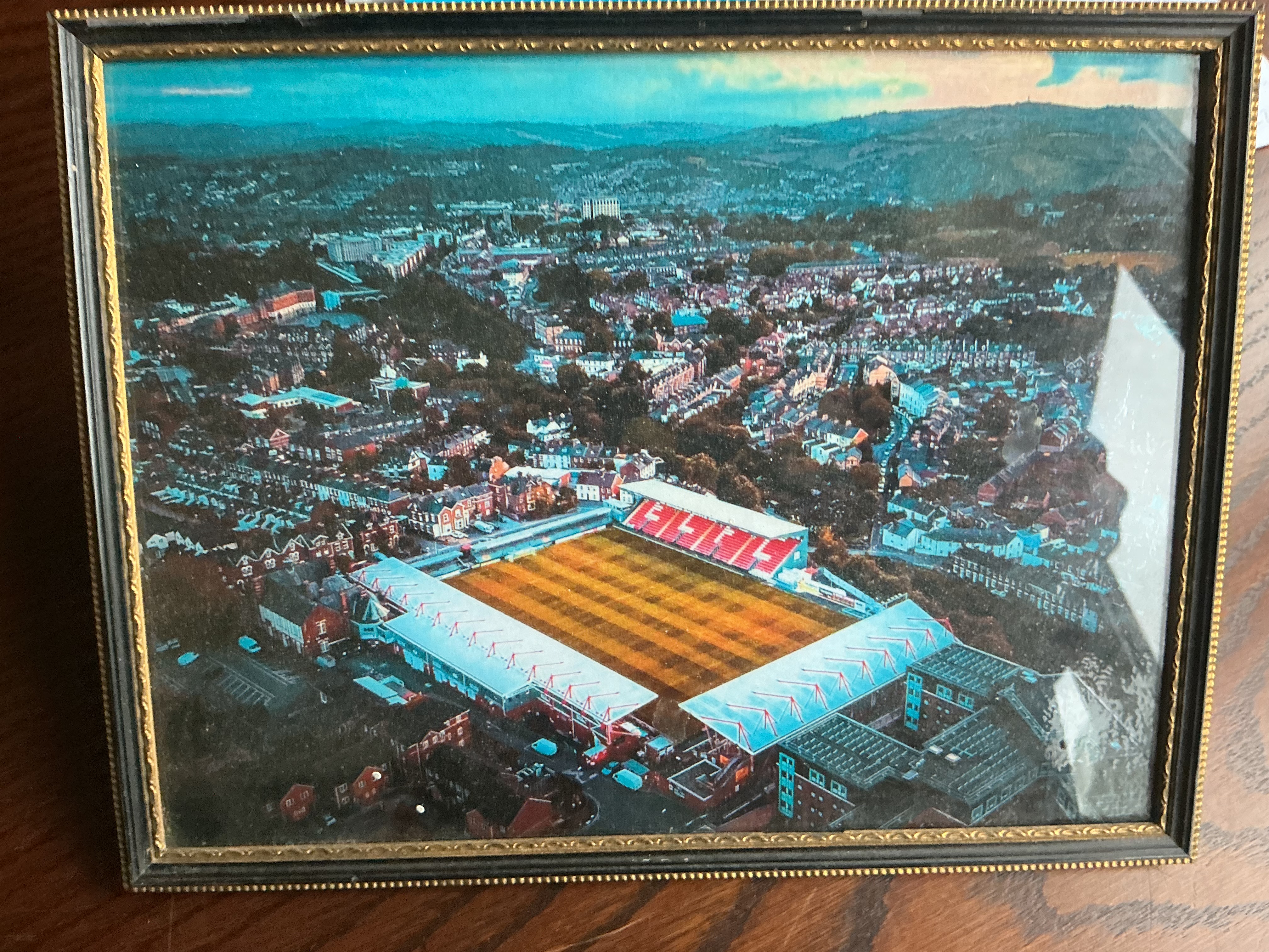 Framed Aerial Photograph Print of St James Park, Exeter City Football Club
