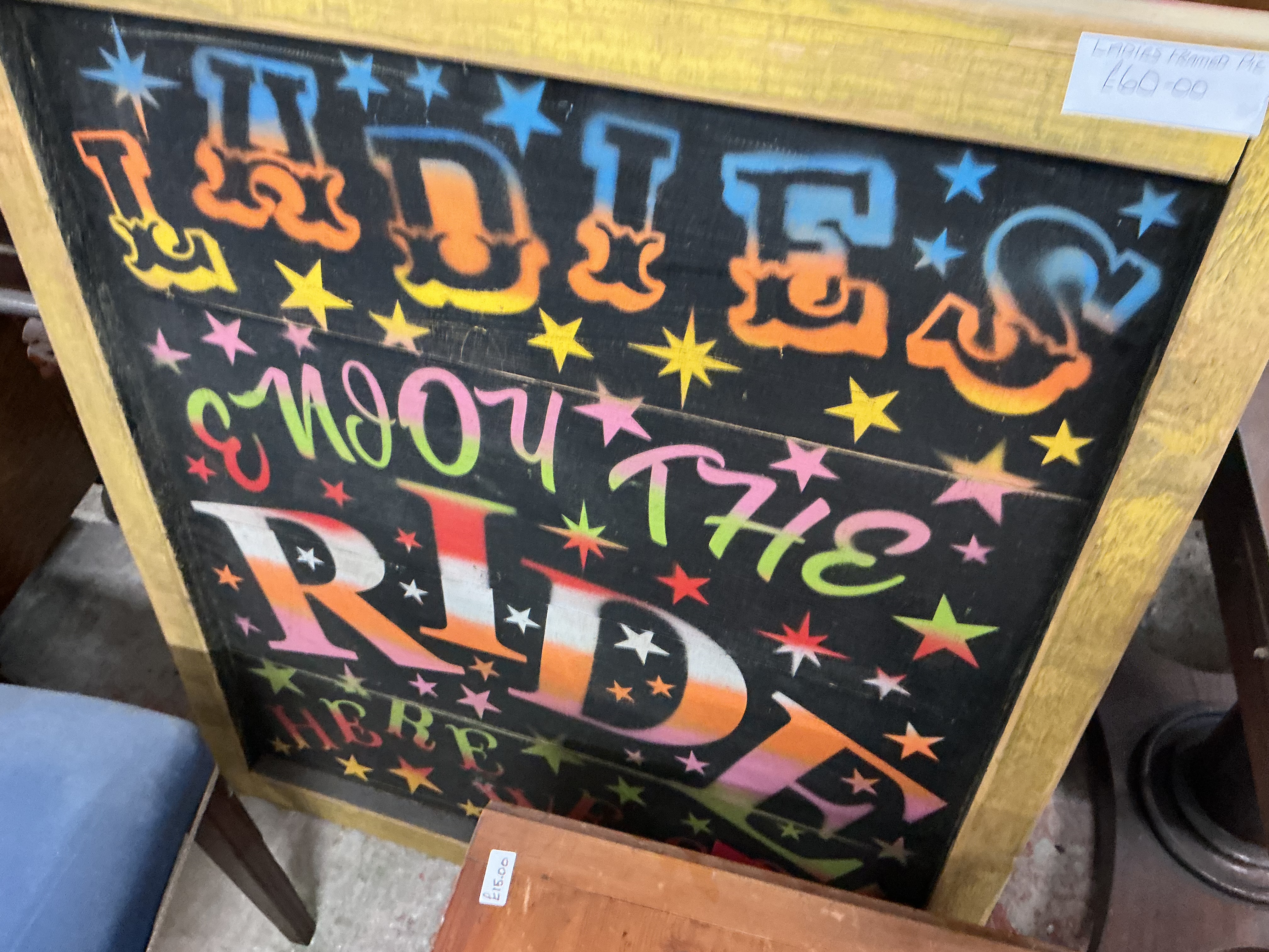 Large Framed Contemporary Fairground Style Hand-Painted Wooden Sign