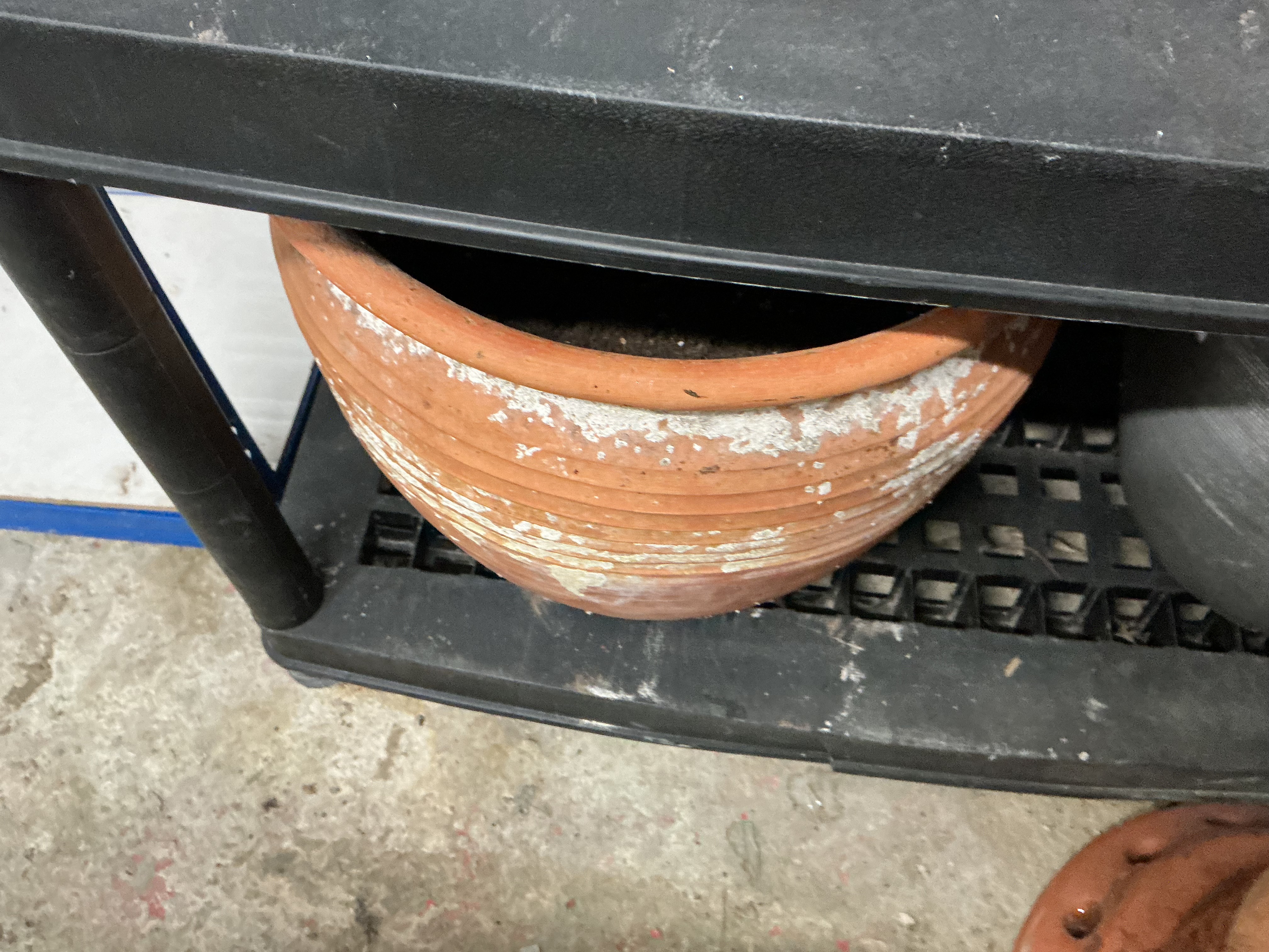 A Large Ribbed Terracotta Garden Planter