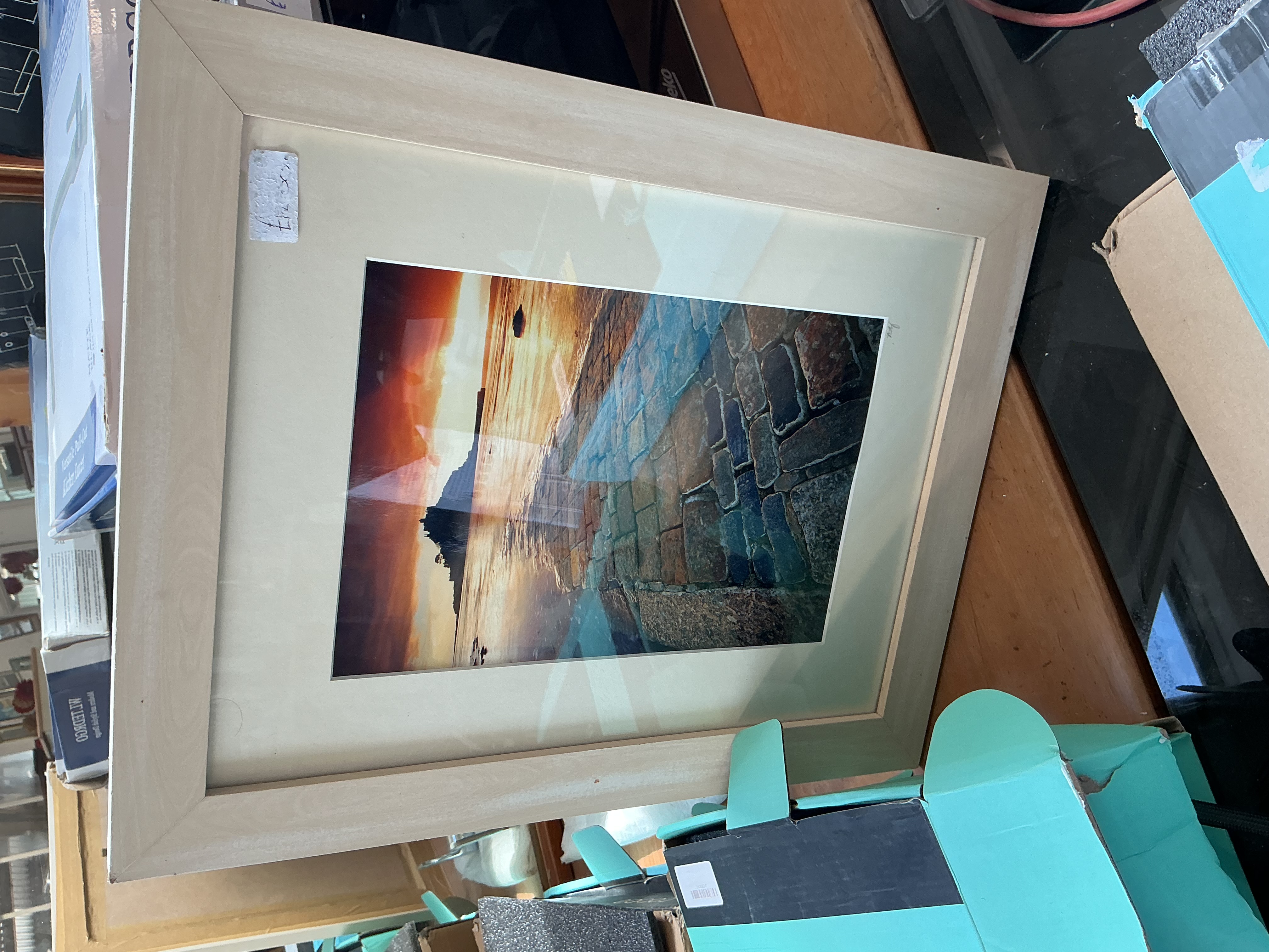 Contemporary Colour Photograph, Sunset over Coastal Causeway, Possibly St Michael's Mount