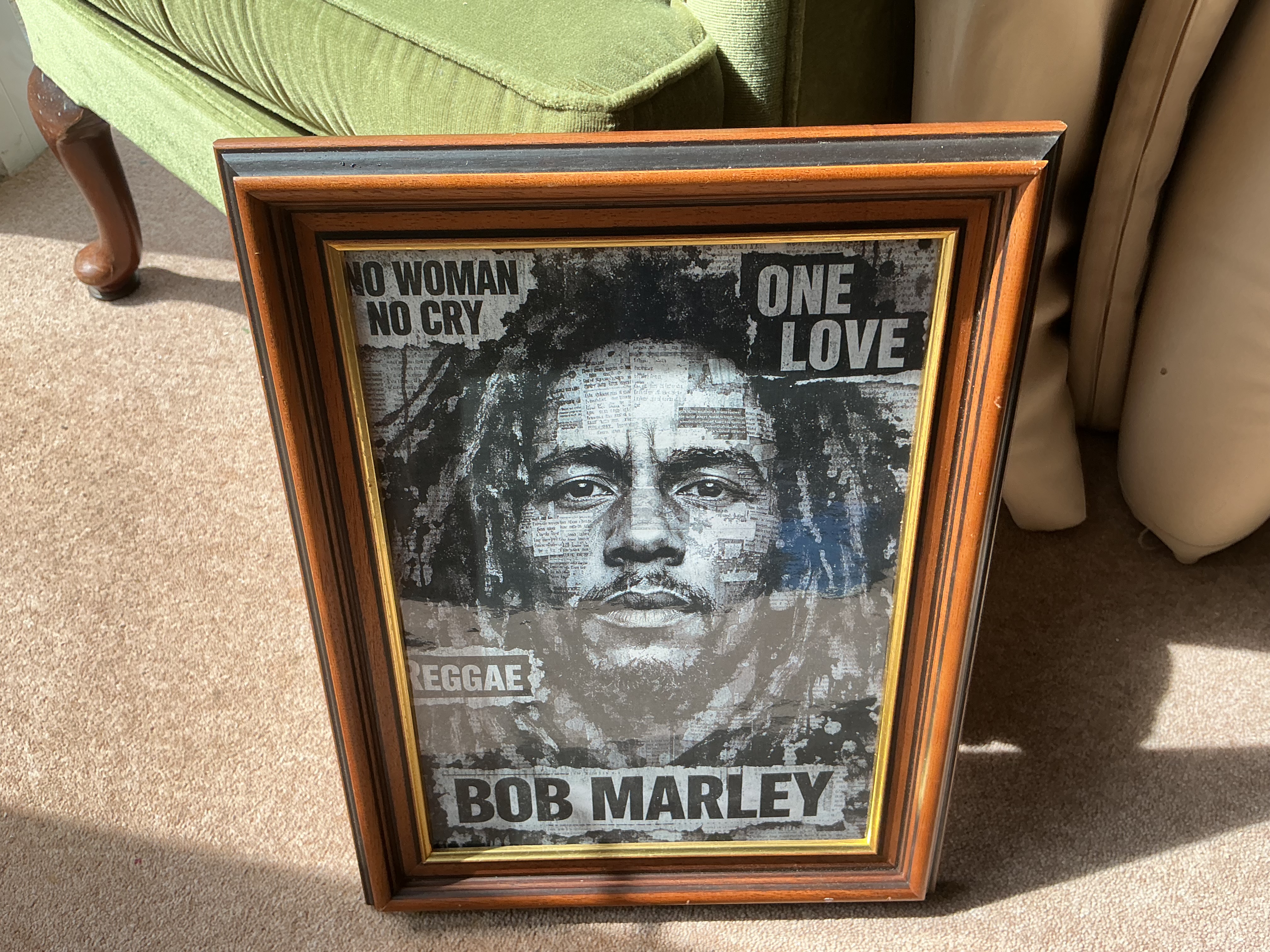 A Framed Photomosaic Style Graphic Art Print of Bob Marley