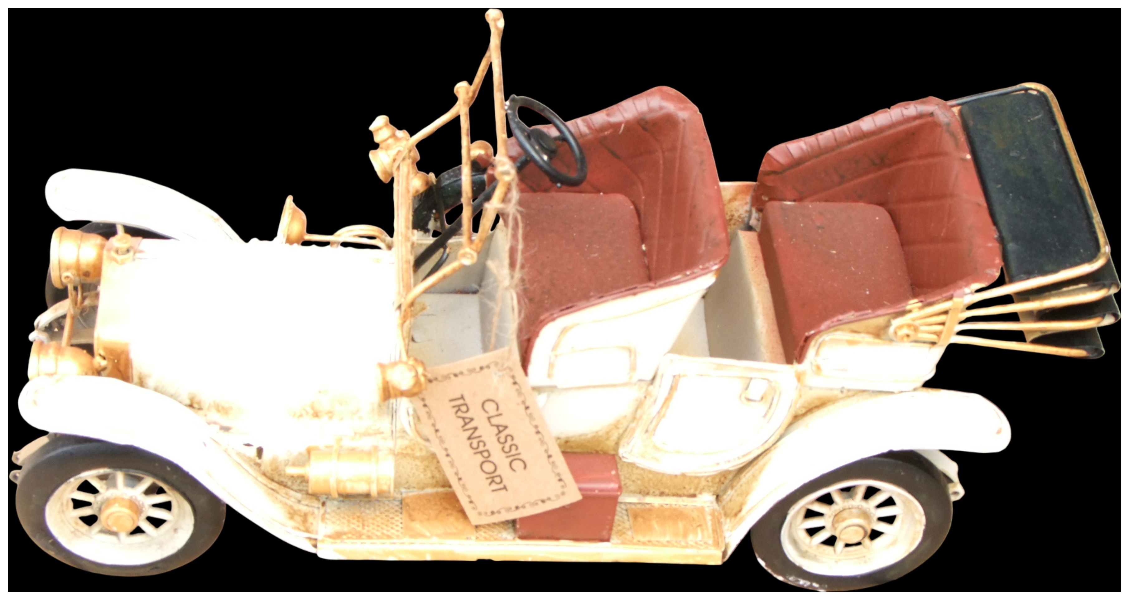 No reserve. Two Decorative Tinplate Model Vintage Touring Cars
