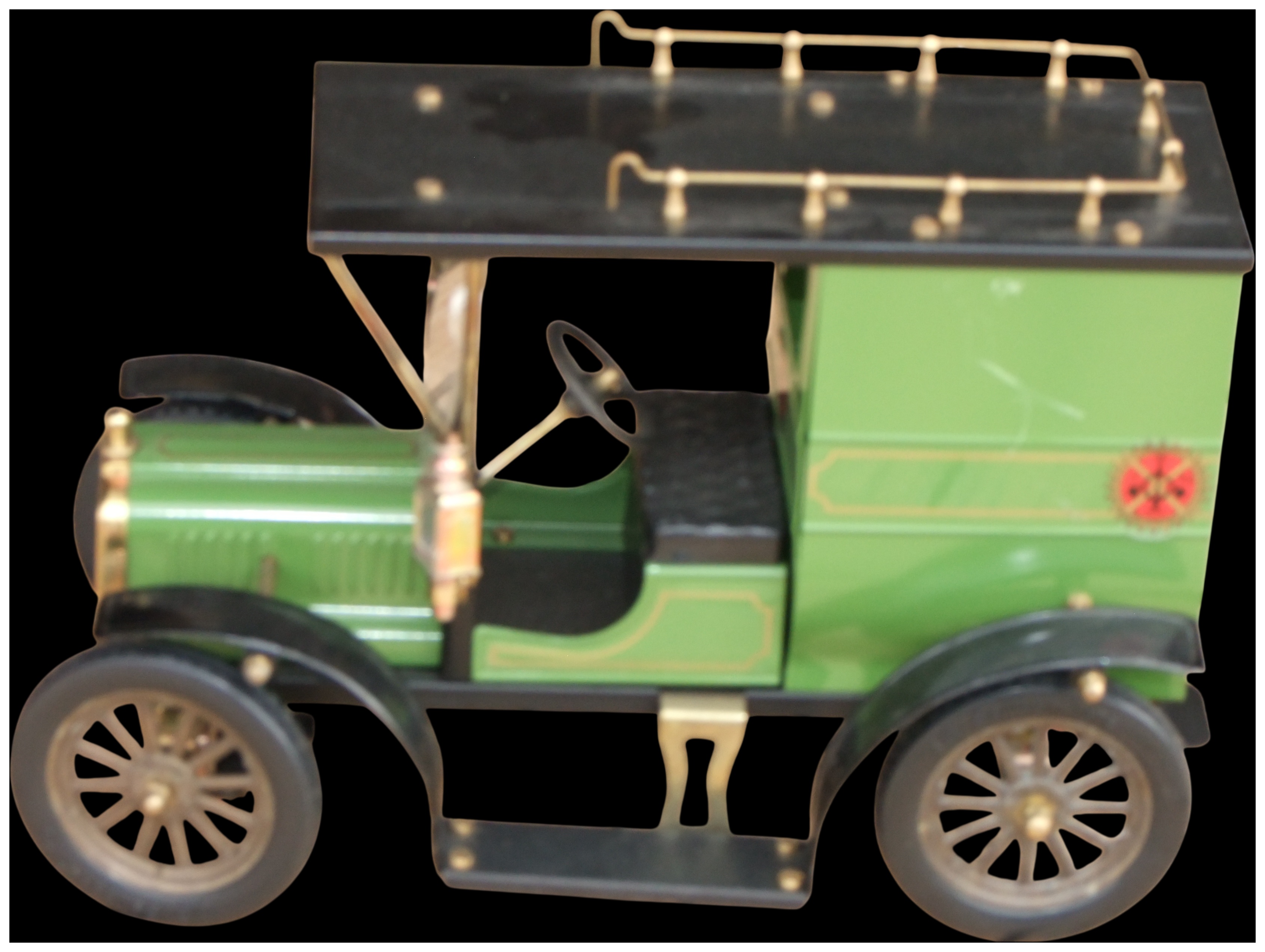 No reserve. Large-scale model vintage delivery van in green and black finish