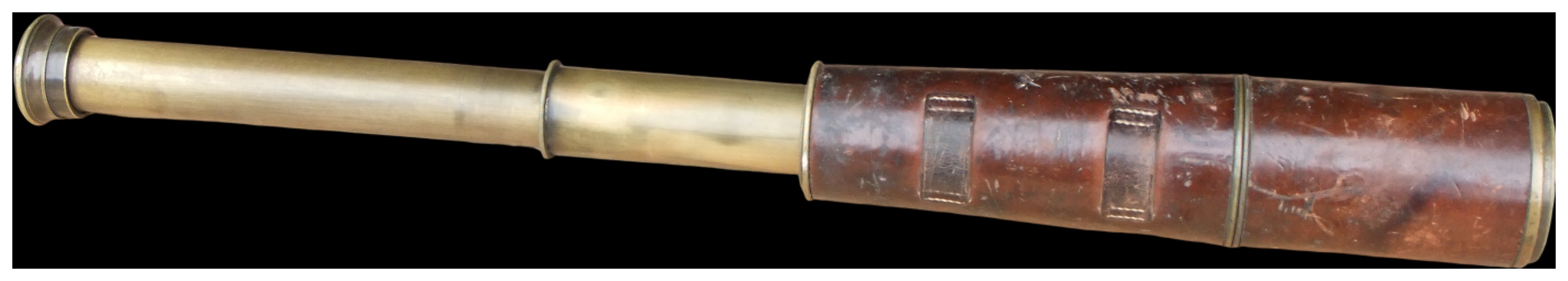 Antique Brass and Leather-Bound Two-Draw Marine Telescope