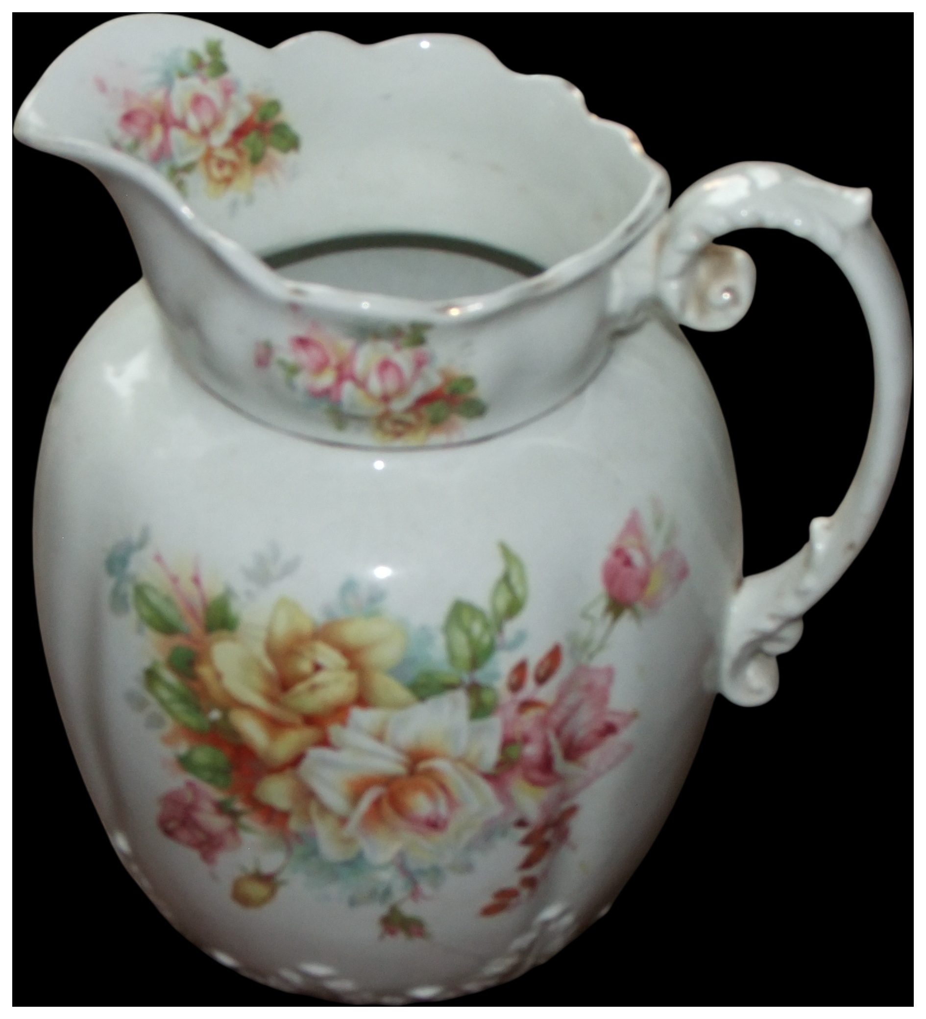 No reserve, cannot post.Victorian style floral transfer-printed ceramic jug