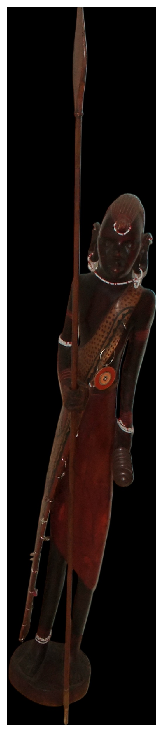 A Carved Wooden Figure of a Maasai Warrior with Spear. No reserve.